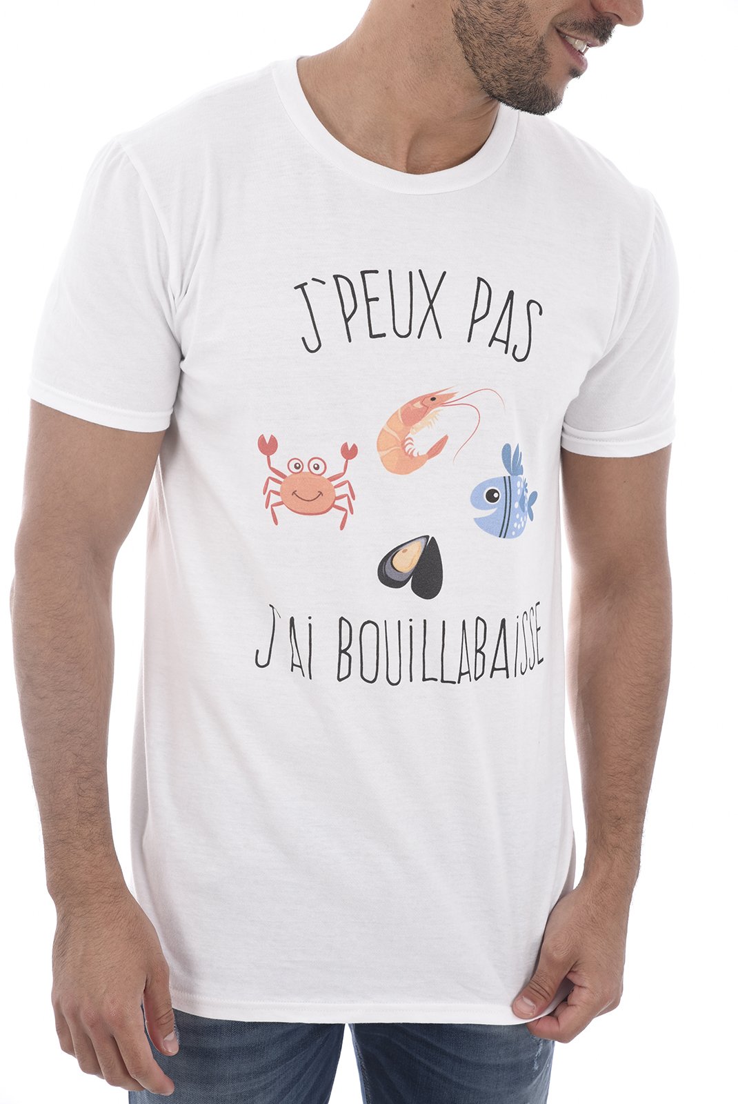 Tee-shirts  Les Tricolores J'PEUX PAS J'AI BOUILLABAISSE BLANC