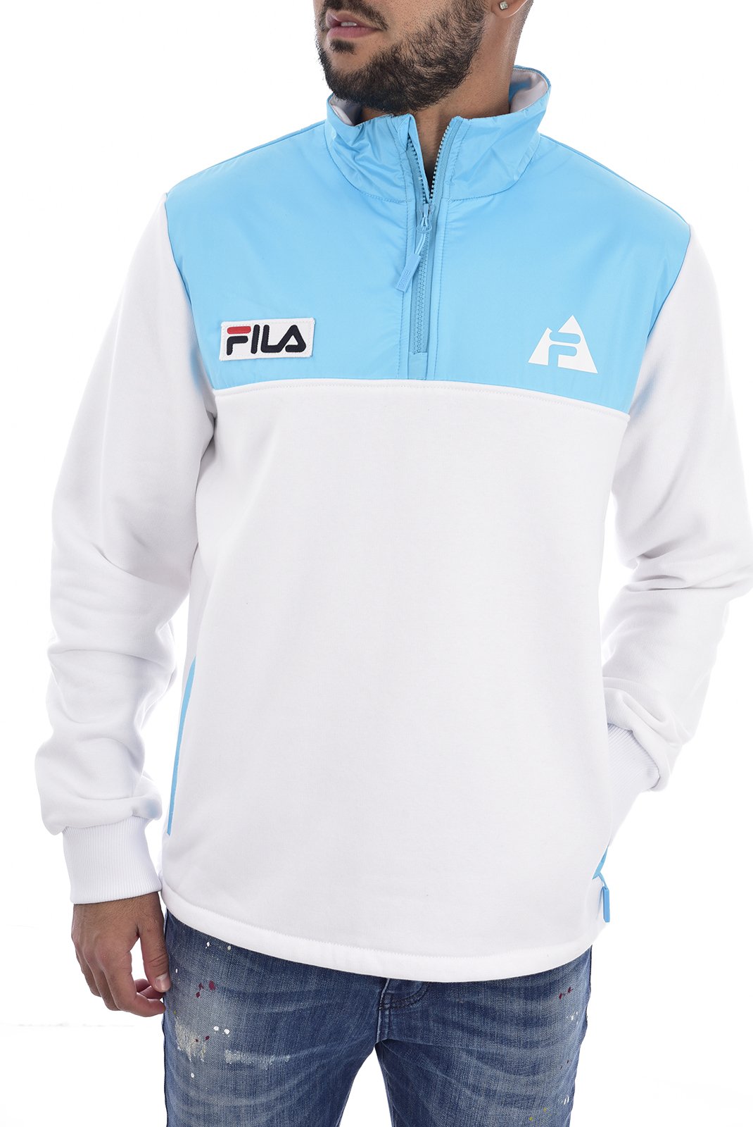 Sweatshirts  Fila 687018 AIDEN A276 bright white-blue atoll