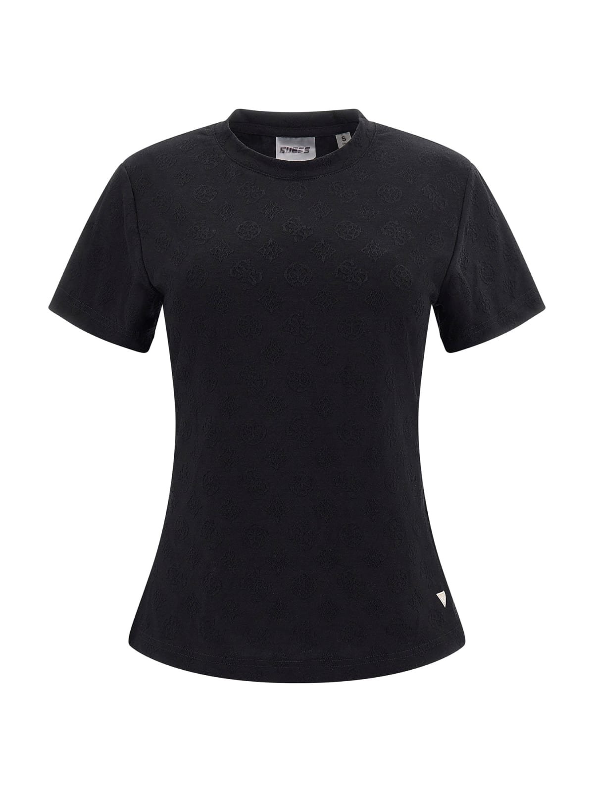 Tee shirt  Guess jeans V5RI02 KCLG2 P9ZV BLACK PEONY EMBOSSED