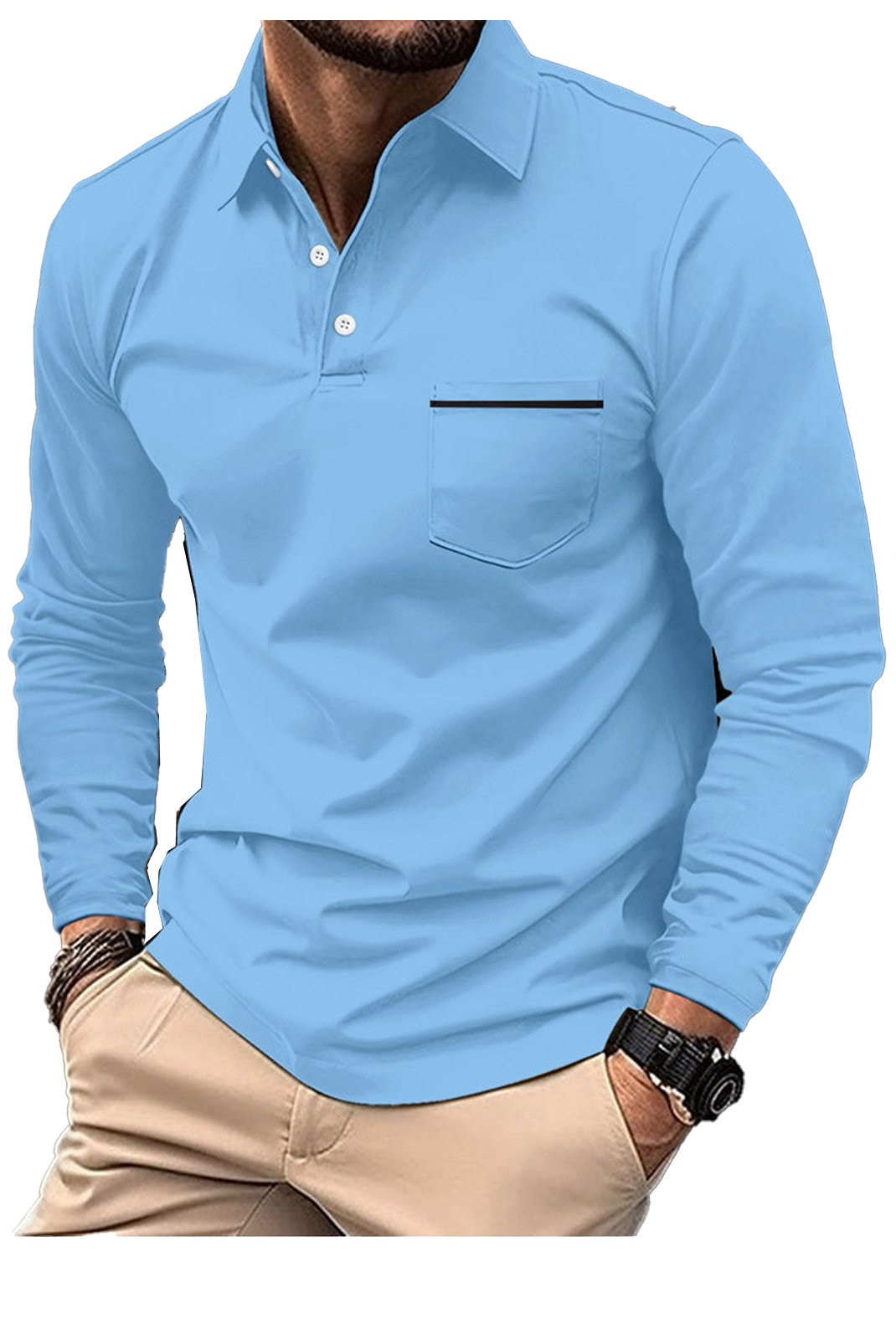 Polos manches longues  BETINNO MASSI WXCX-1_Light_Blue Light Blue