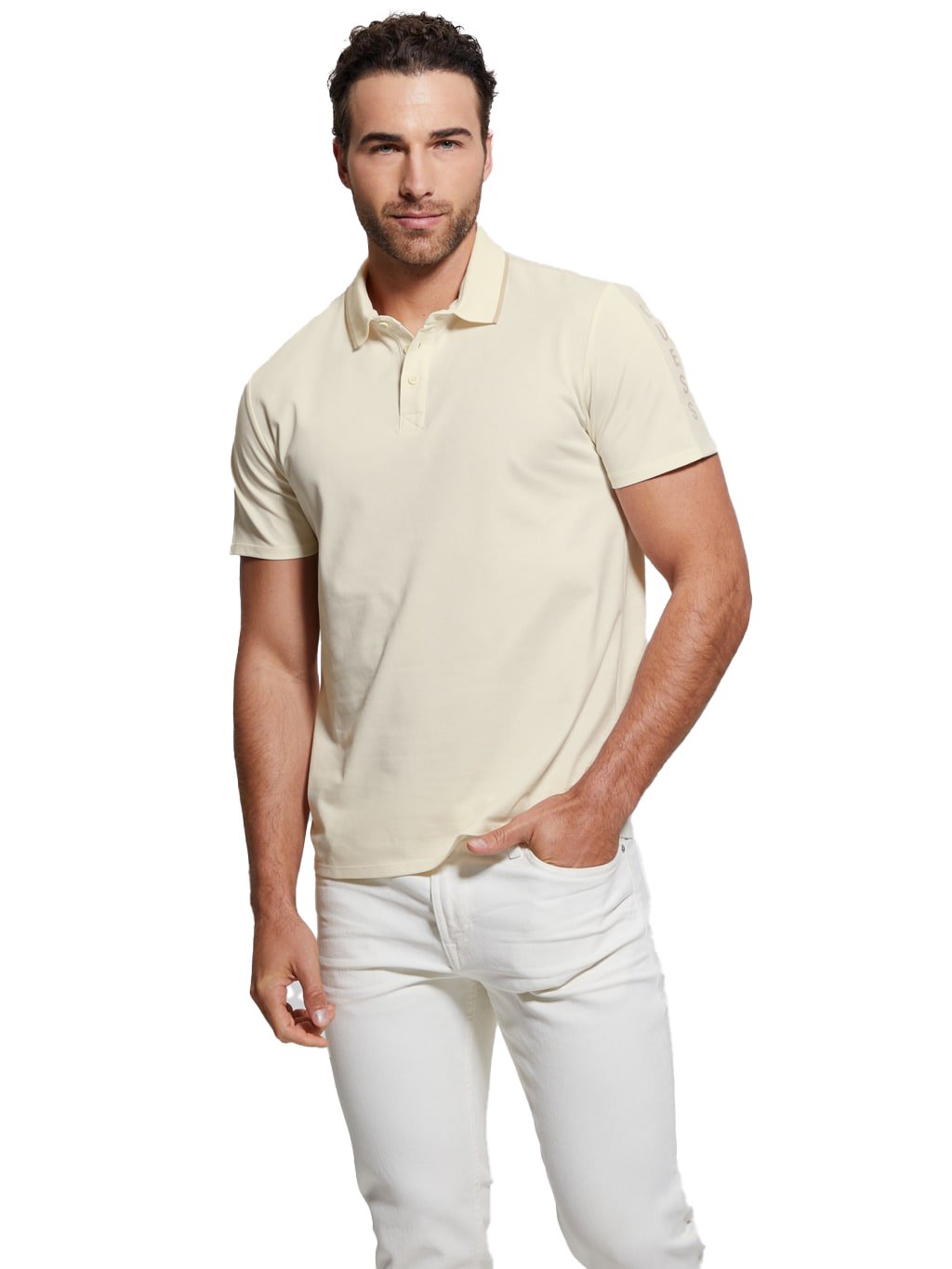 Polos manches courtes  Guess jeans M2YP25 KARS0 G047 PEARL WHITE