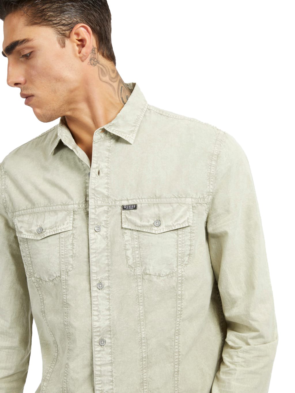 Chemises manches longues  Guess jeans M4RH05 WFXO1 G8DK HAZEL WOOD