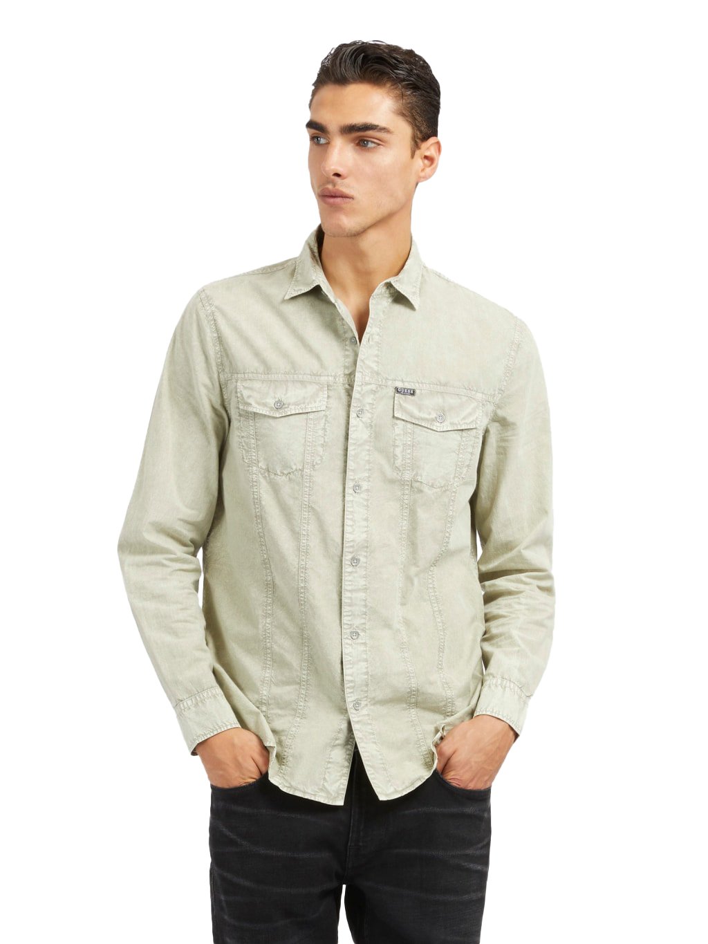 Chemises manches longues  Guess jeans M4RH05 WFXO1 G8DK HAZEL WOOD