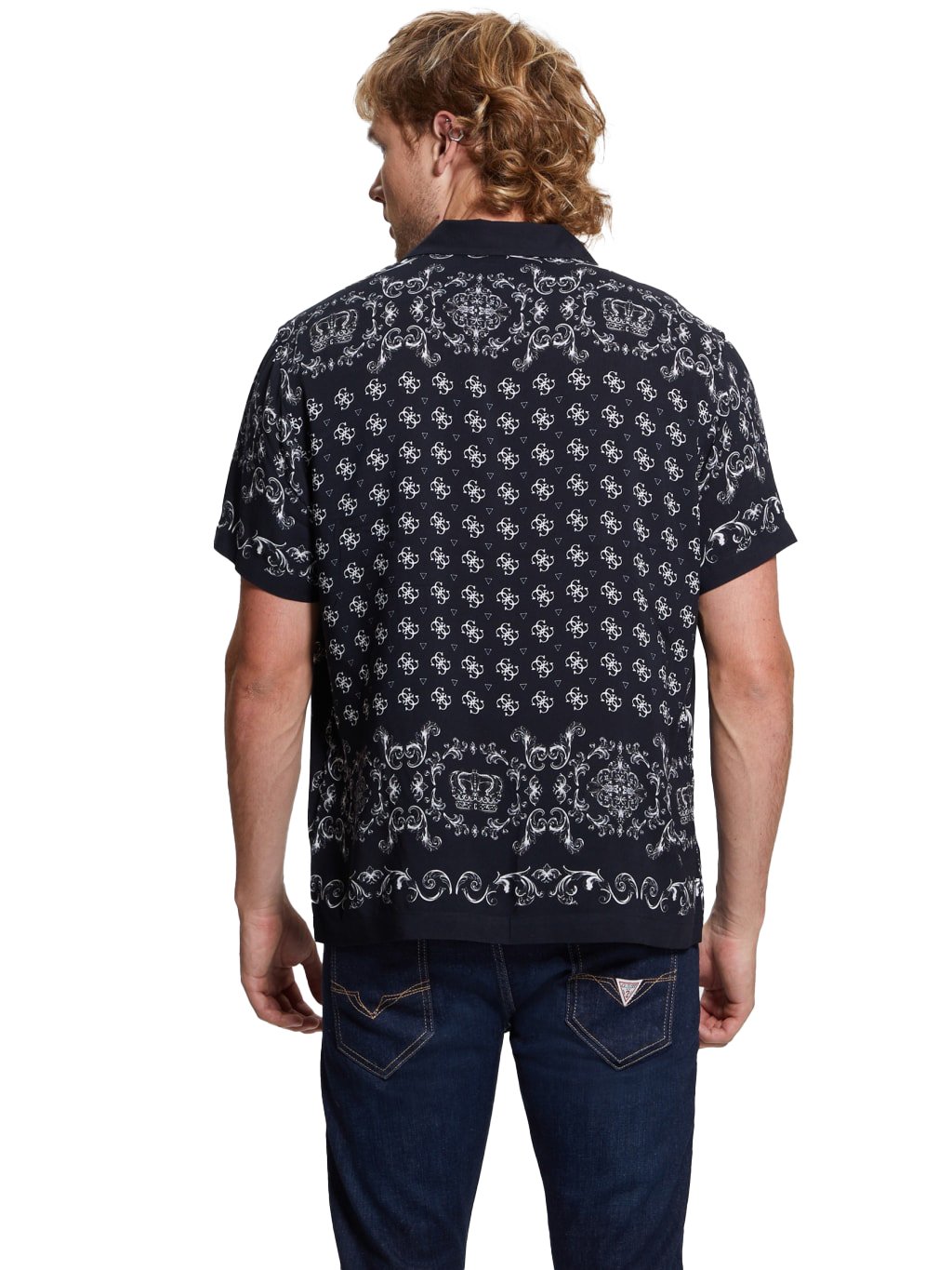 Chemises manches longues  Guess jeans M4RH39 WD4Z2 P9VI ROYAL SCROLL