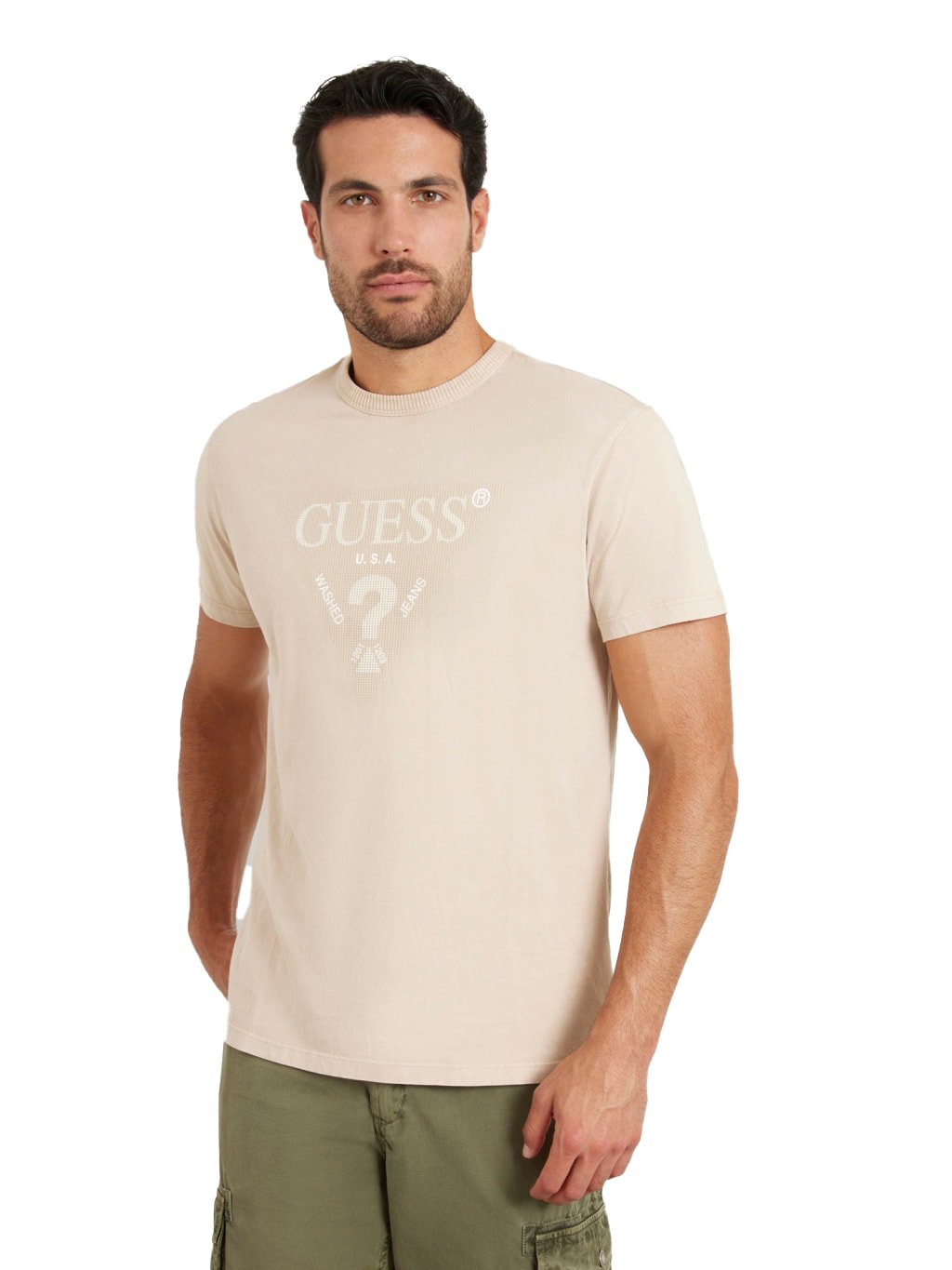 T-S manches courtes  Guess jeans M4YI05 I3Z14 G036 BEIGE BLANCO