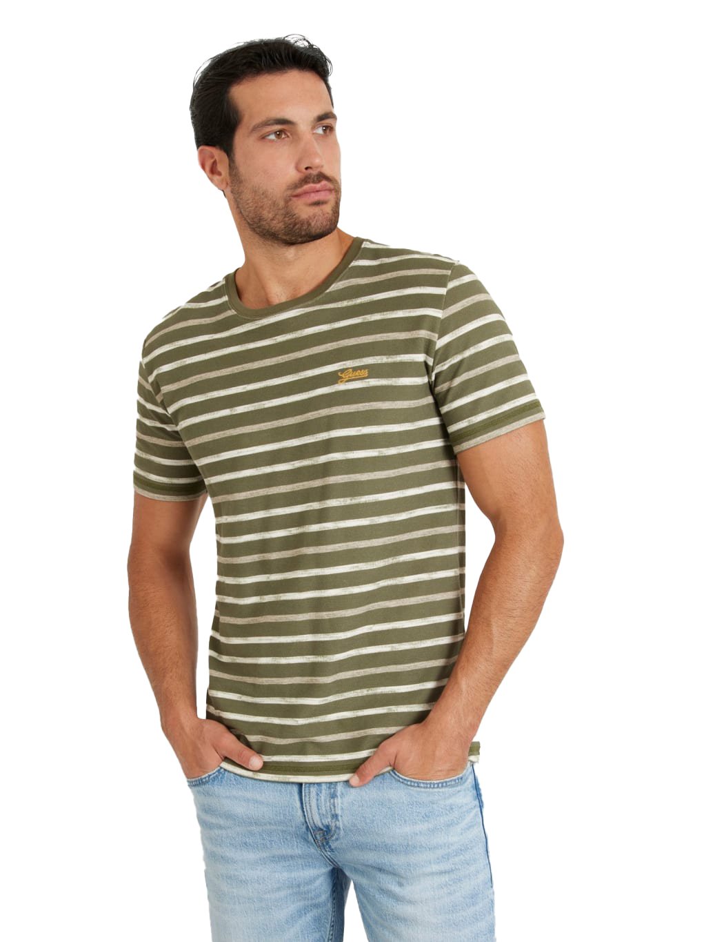 T-S manches courtes  Guess jeans M4YI18 KCBT1 S81W OLIVE/HAZEL/PEARL WH