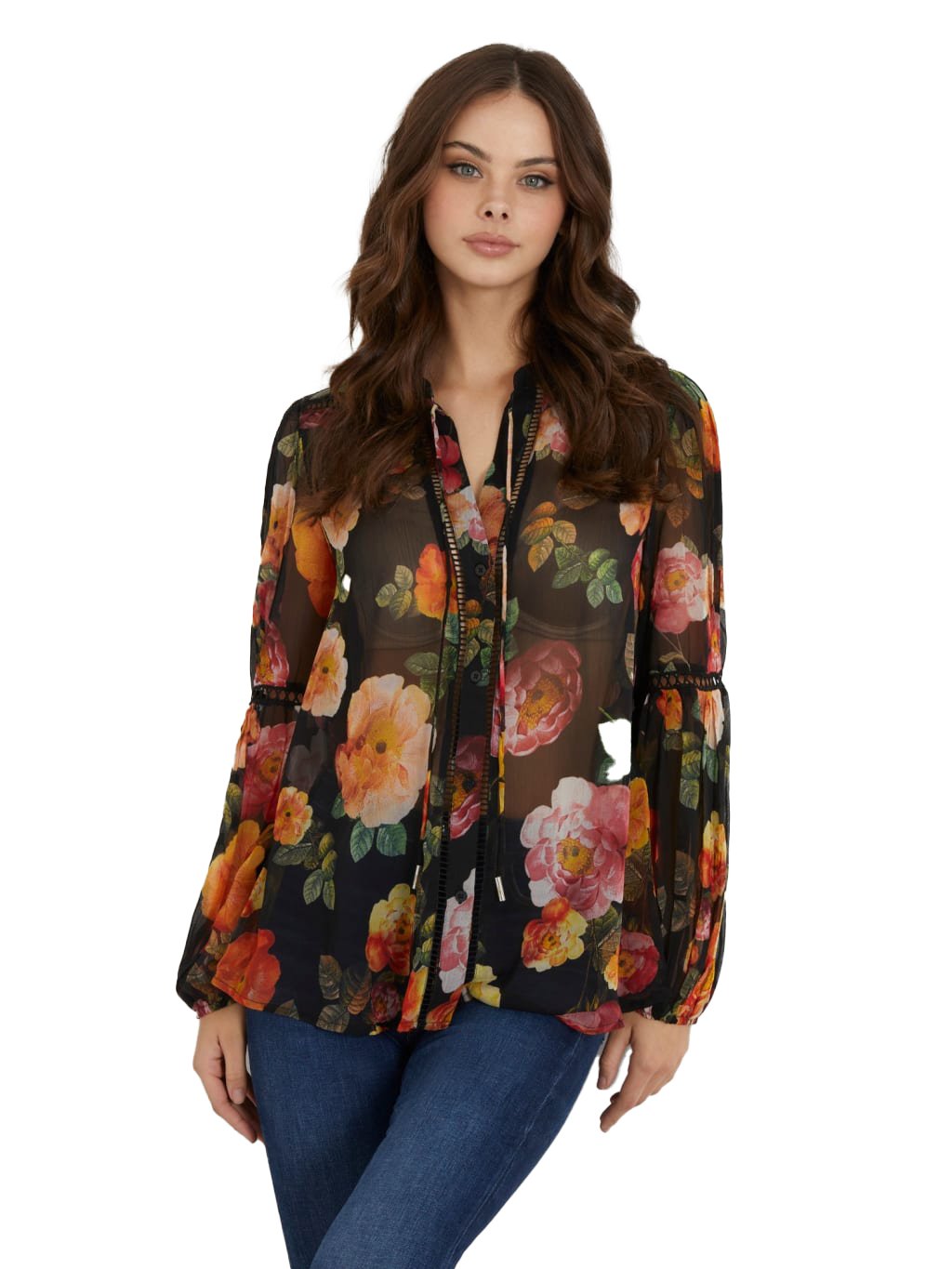 Blouses  Guess jeans W3RH56 WDW52 P9UT PEONY CHARM PRINT BL