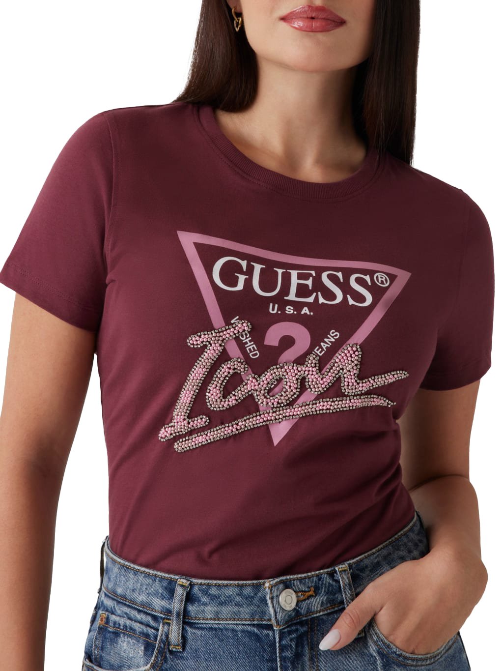 Tee shirt  Guess jeans W4BI20 I3Z14 G5Q3 BURGUNDY ROSE