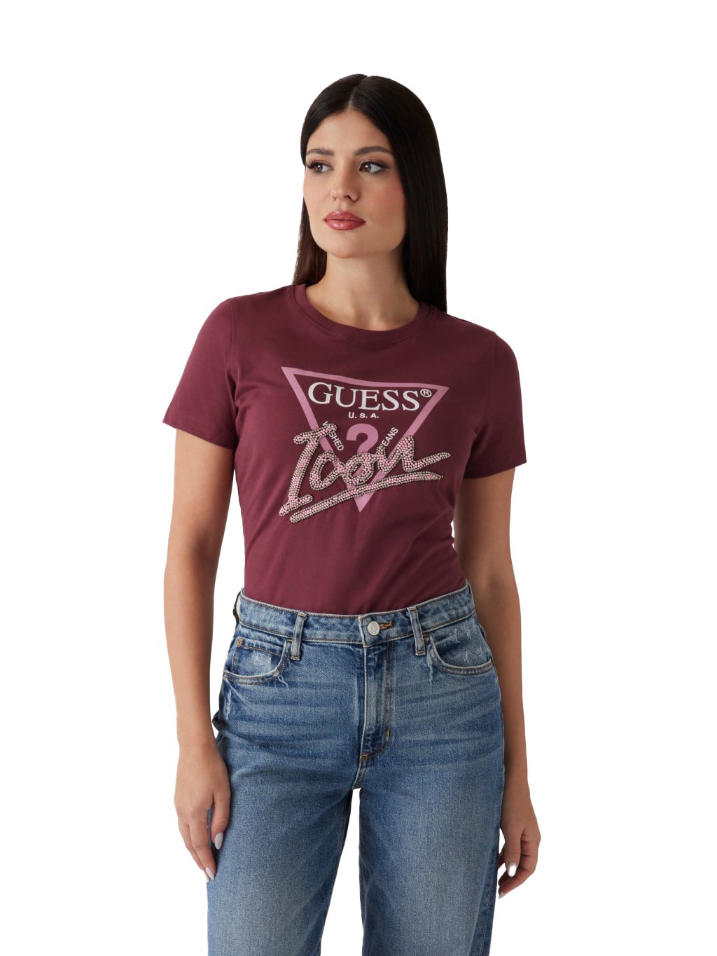 Tee shirt  Guess jeans W4BI20 I3Z14 G5Q3 BURGUNDY ROSE