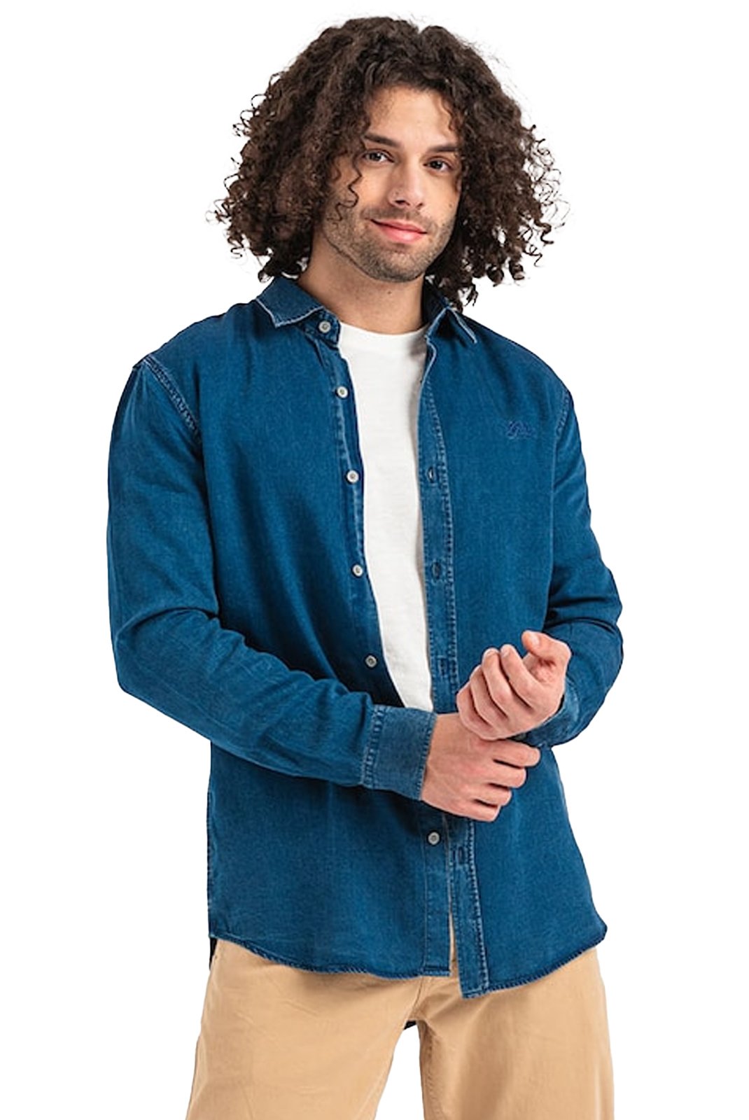 Chemises manches longues  Guess jeans M4RH26 WFXT0 G7U1 BLUEBLOOD