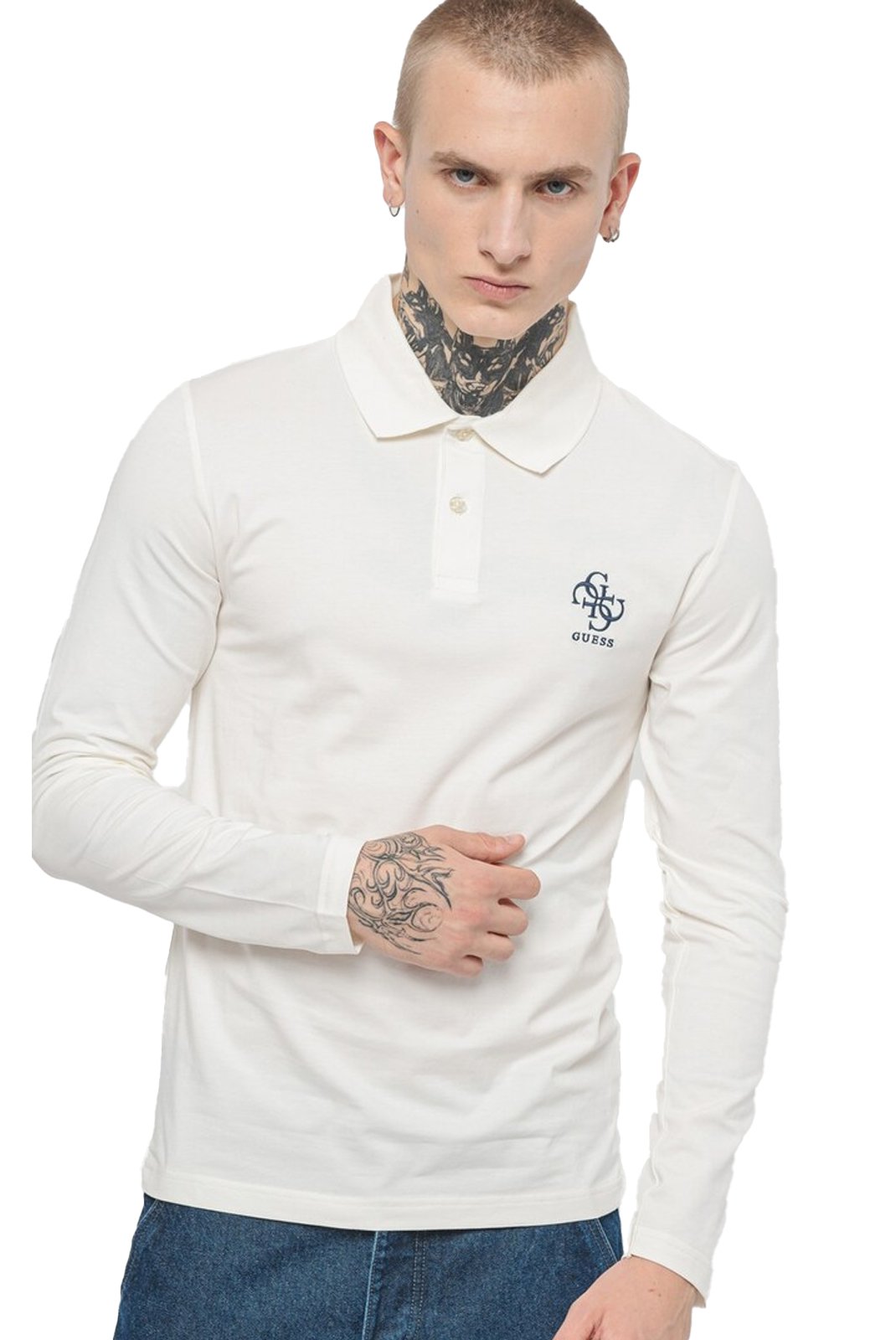 Polos manches longues  Guess jeans M4YP36 J1314 G018 SALT WHITE