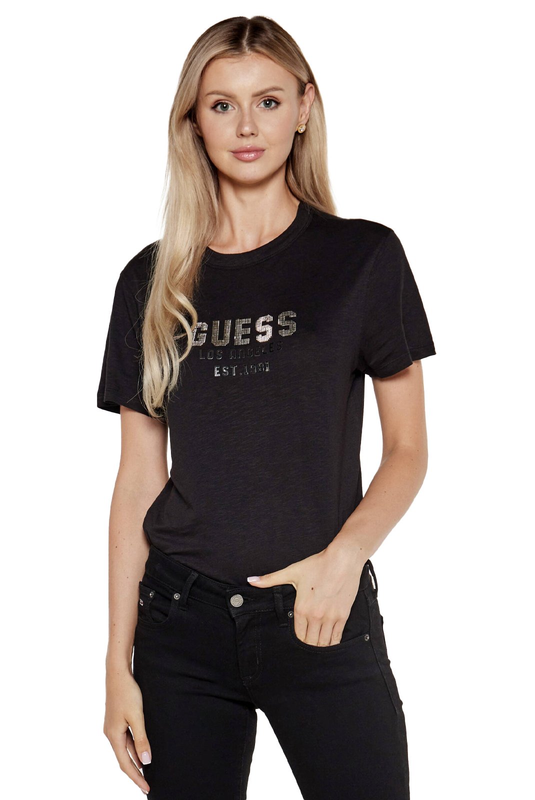 Tee shirt  Guess jeans W4YI35 KC8T0 JBLK Jet Black A996