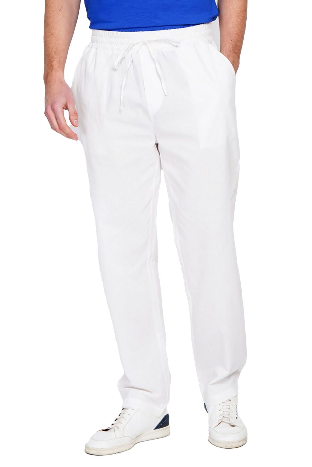 Pantalons chino/citadin  LE SECRET DU LIN LS25-163_BLANC blanc