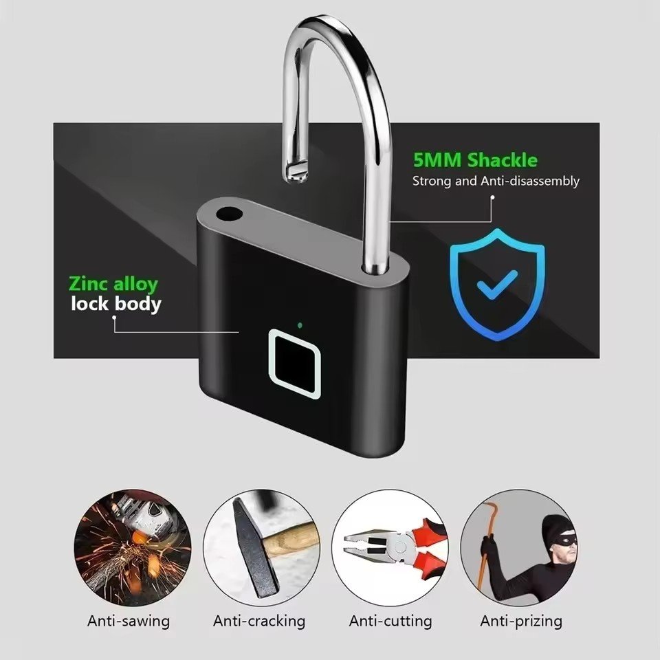 Sécurité / Surveillance  I NEED ME ONE Intelligent fingerprint padlock Noir