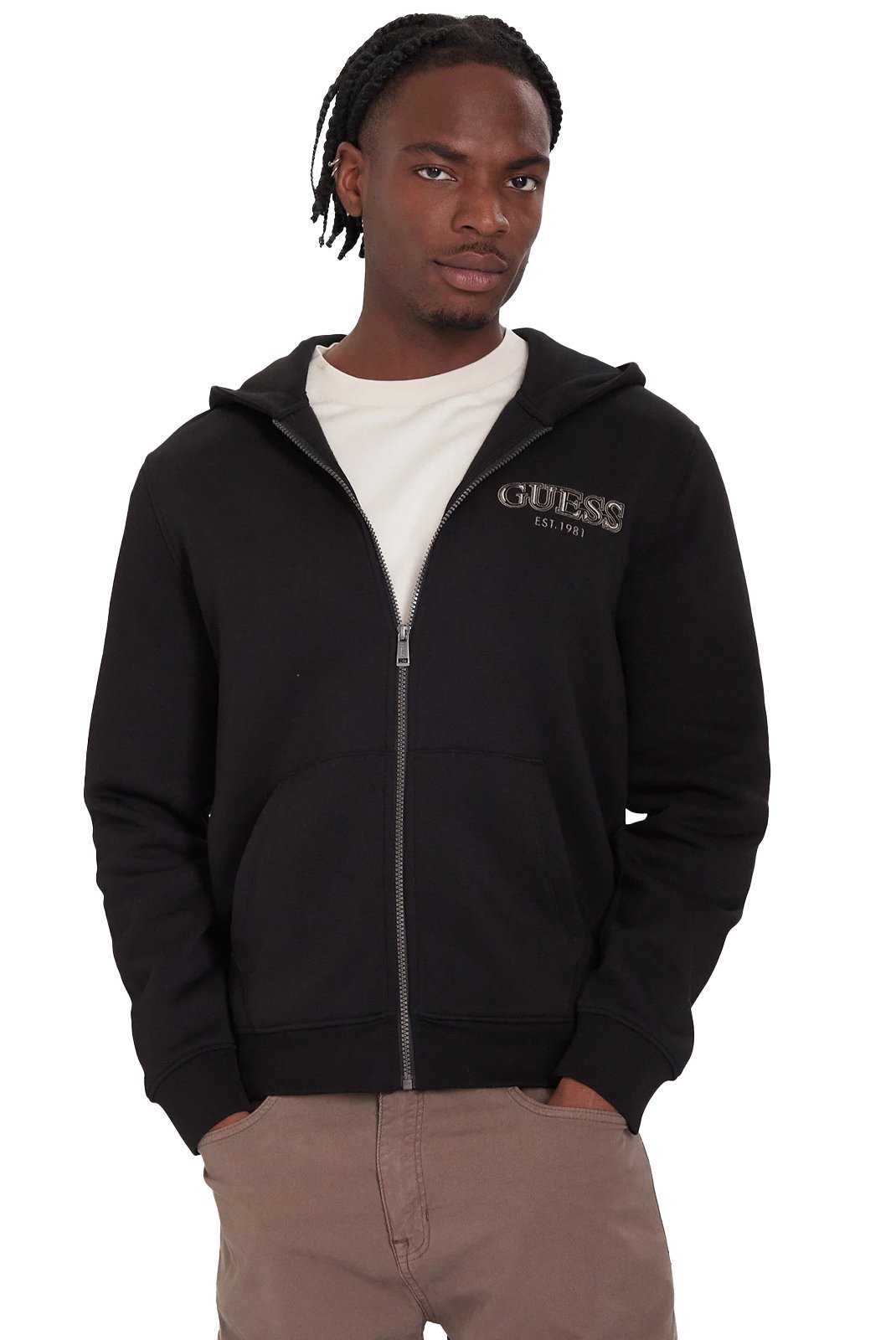 Sweats zippés  Guess jeans M5BQ48 K9Z21 JBLK Jet Black A996