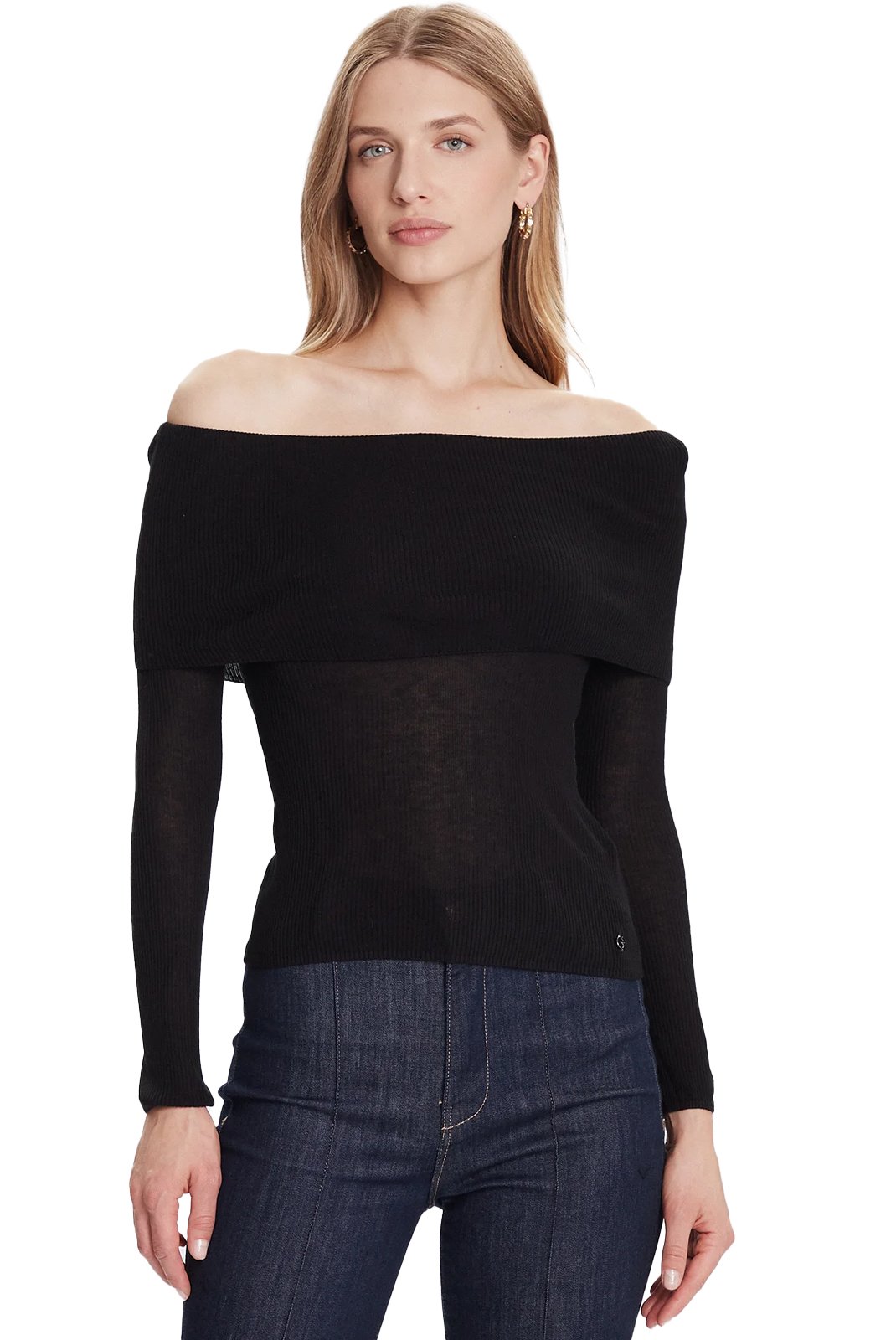 Tee shirt manches longues  Guess jeans W5BR48 Z0612 JBLK Jet Black A996