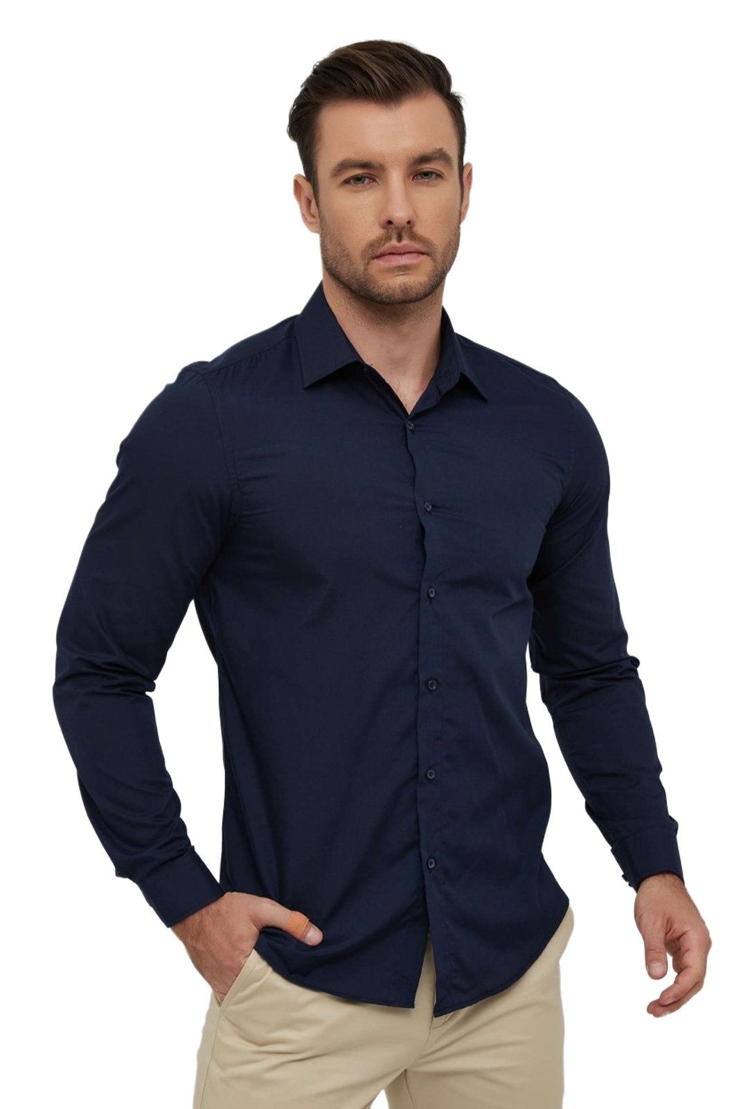 Chemises manches longues  Yves Enzo paris SLIM1009 12 Marine