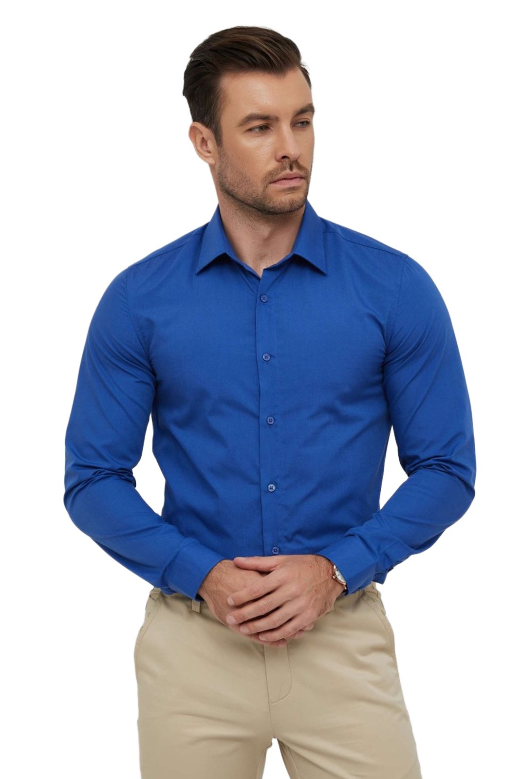 Chemises manches longues  Yves Enzo paris SLIM1009 8 Bleu Roi