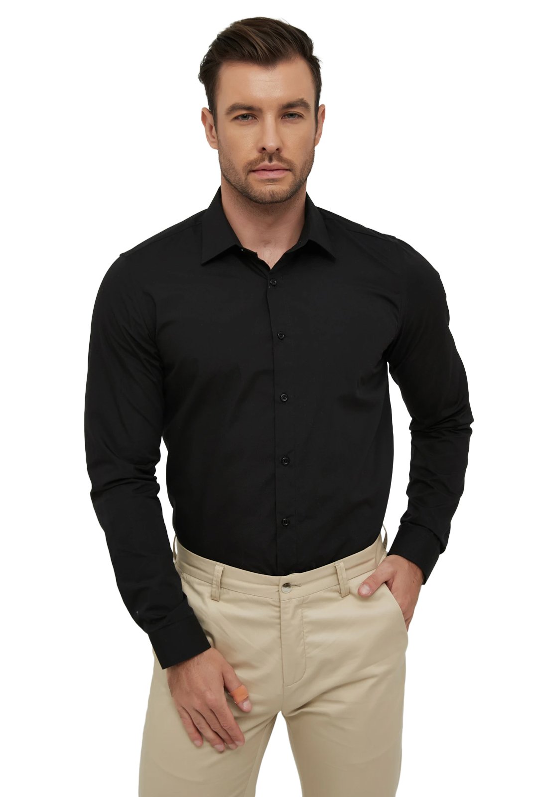 Chemises manches longues  Yves Enzo paris SLIM1009 10 Noir