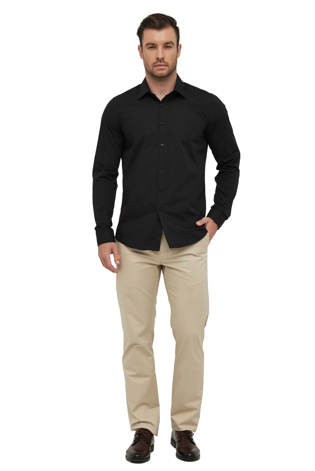 Chemises manches longues  Yves Enzo paris SLIM1009 10 Noir