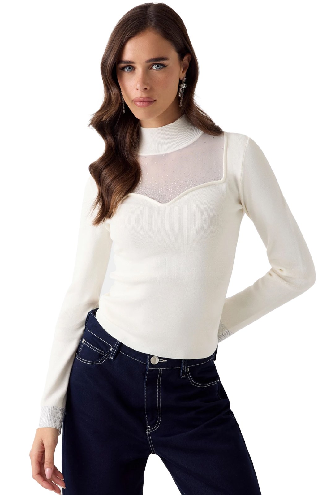 Pull  Guess jeans W6RR45 Z4842 G012 CREAM WHITE