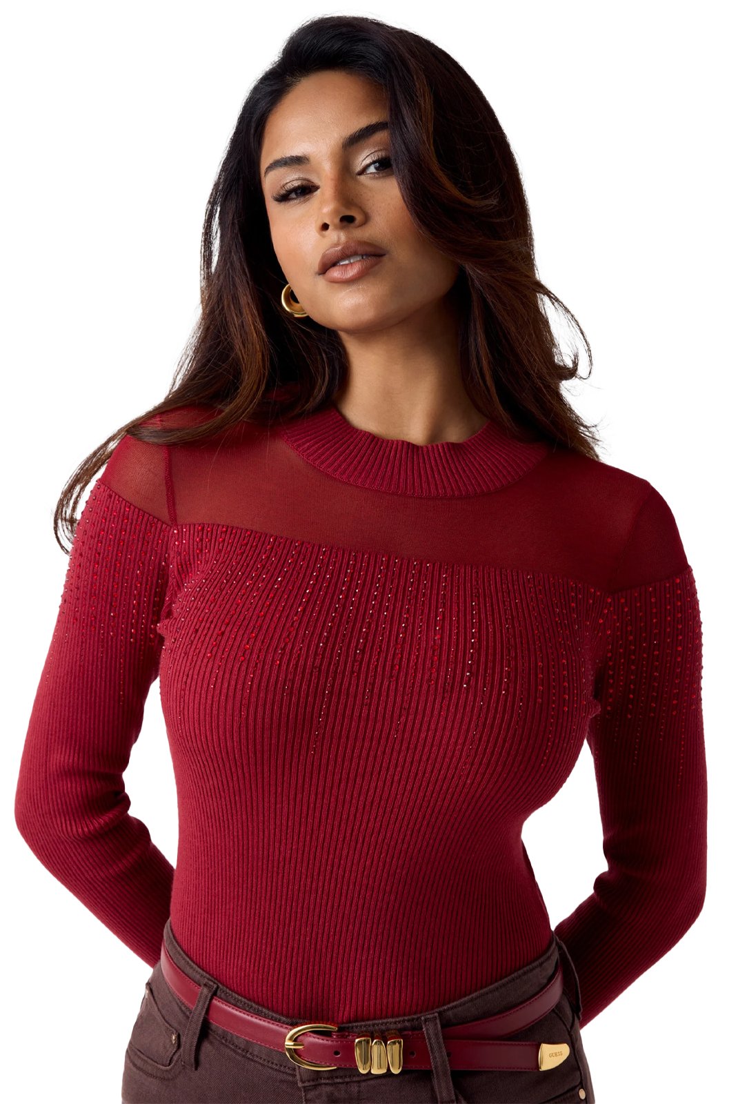 Pull  Guess jeans W6RR70 Z2YK2 G524 BOHEMIAN RED