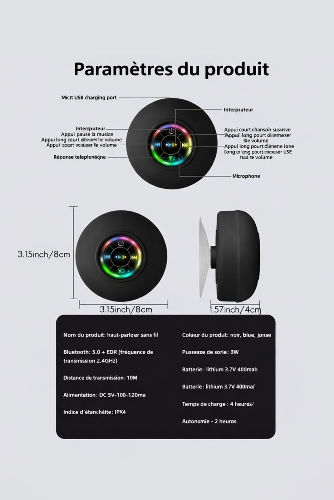 Enceinte connéctée  I NEED ME ONE INMO90008 Noir