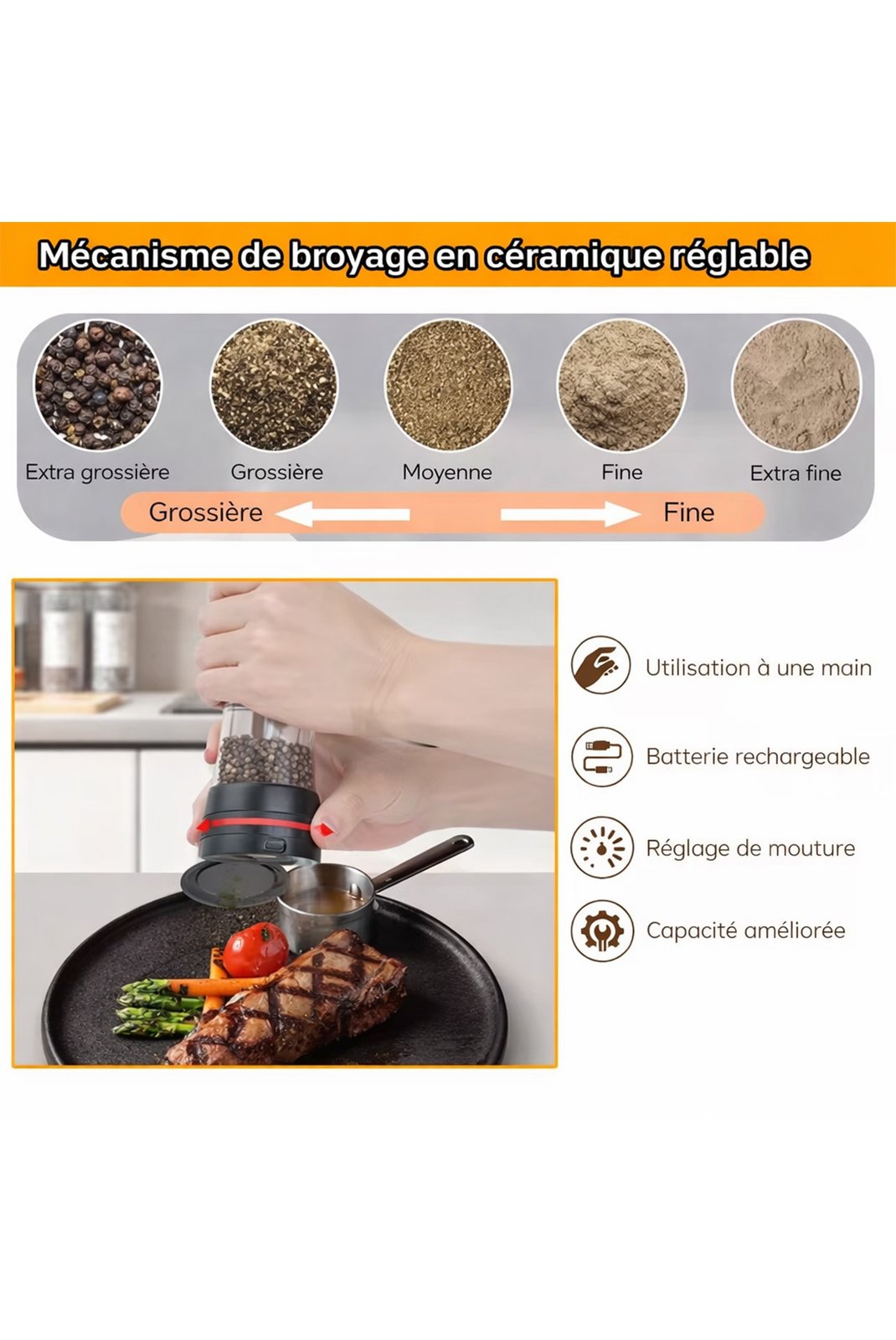 Moulin à sel et poivre  I NEED ME ONE Moulins-auto Noir