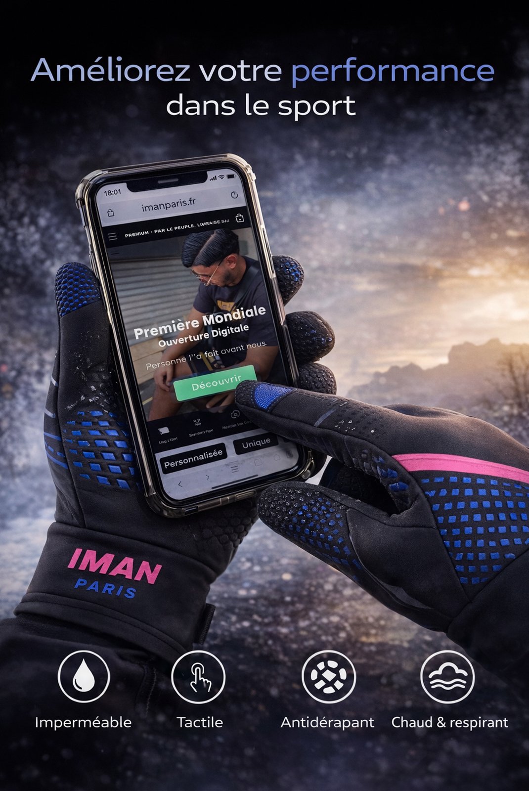 Gants  IMAN PARIS Ipshadowgant Noir