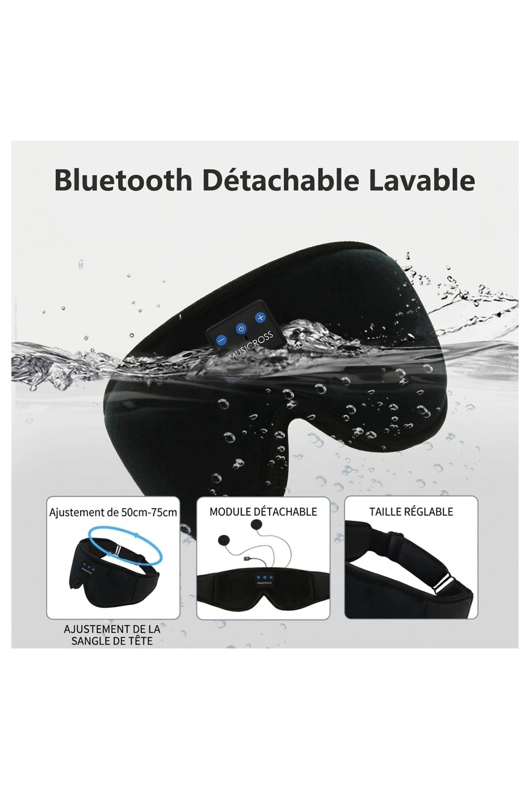 Masque de sommeil  AMEDEO Masque Bluetooth dodo Noir