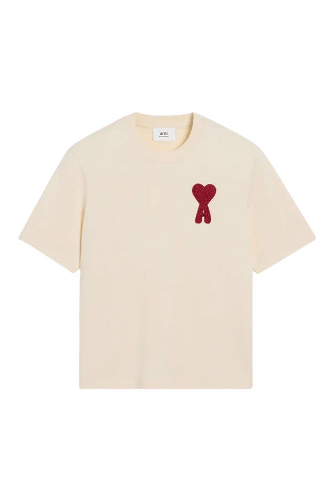 T-S manches courtes  Ami paris HTS065.726 136 beige/rouge
