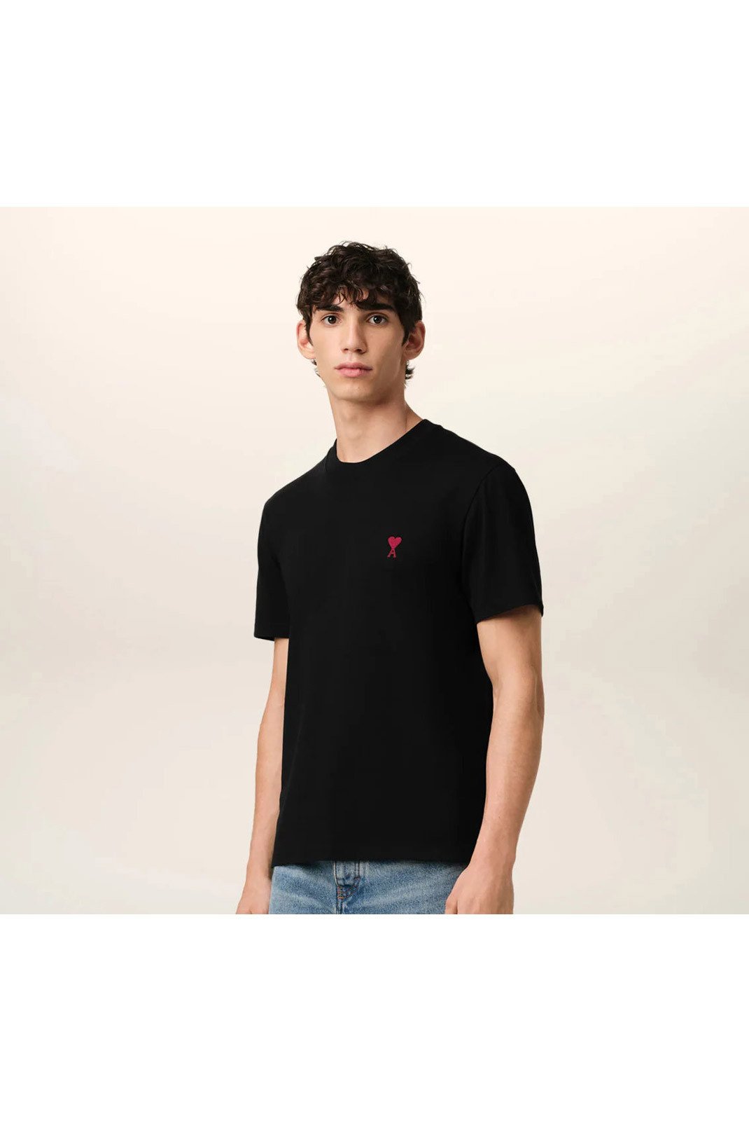 T-S manches courtes  Ami paris t-shirt-noir-ami-de-coeur-en-coton noir