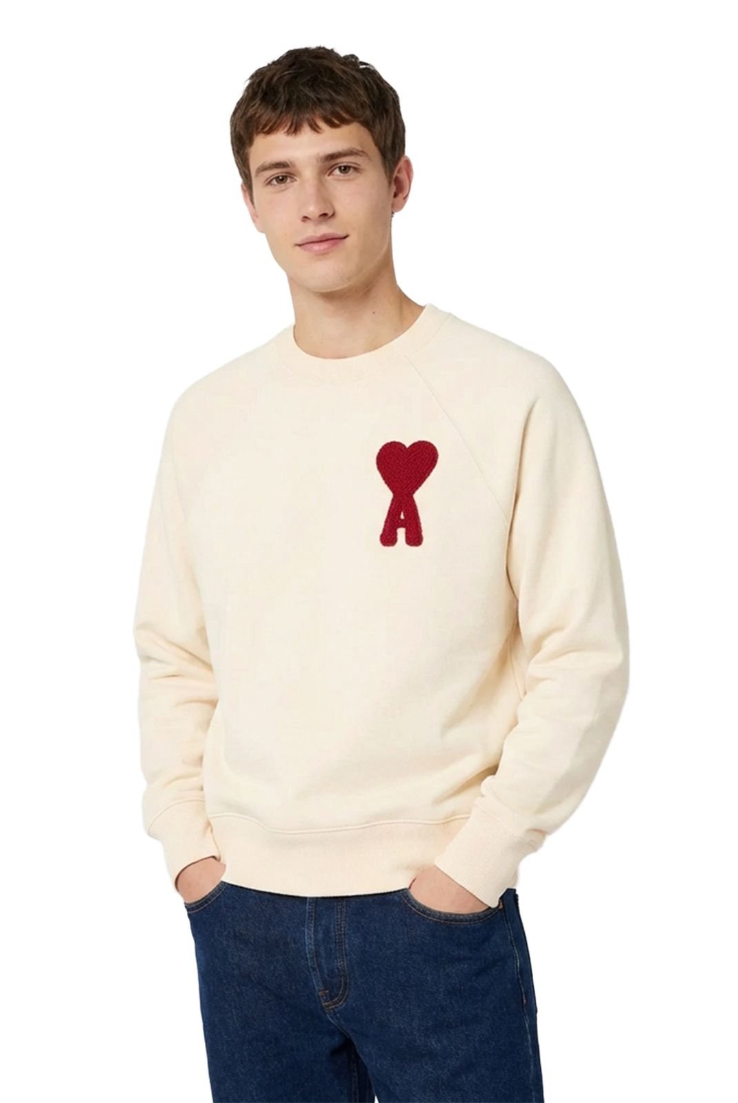 Pulls  Ami paris USW065.747 136 beige/rouge