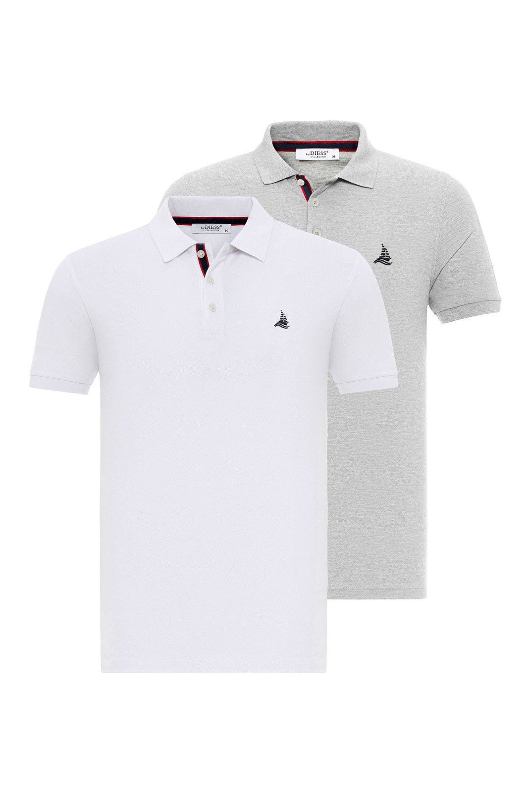 Polos manches courtes  BY DIESS COLLECTION BY23FSBNG01-2Pack_White-GreyMelange White/Grey Melange
