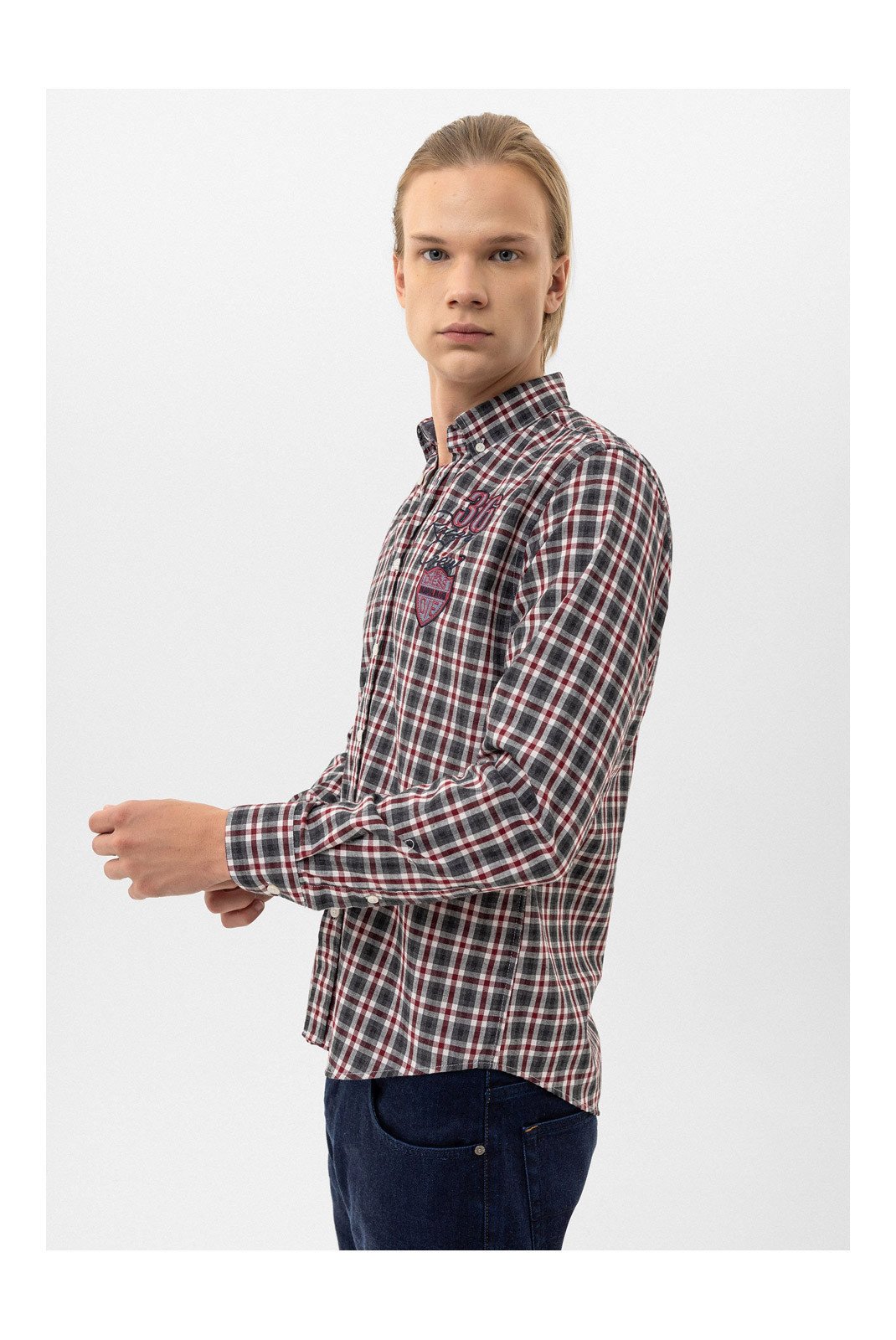 Chemises manches longues  BY DIESS COLLECTION BYDMSHR20244_Grey-Bordeaux Grey/Bordeaux