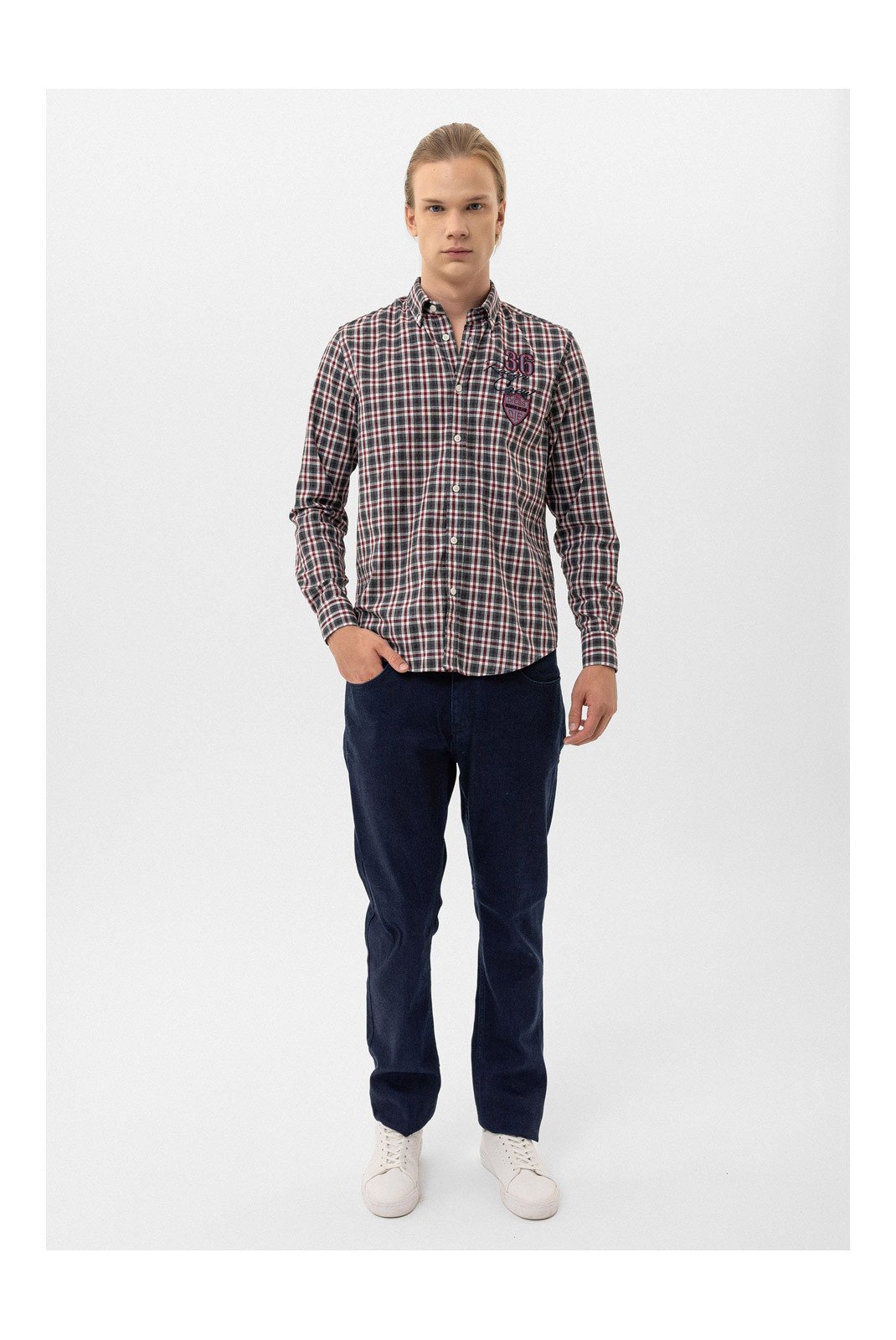 Chemises manches longues  BY DIESS COLLECTION BYDMSHR20244_Grey-Bordeaux Grey/Bordeaux