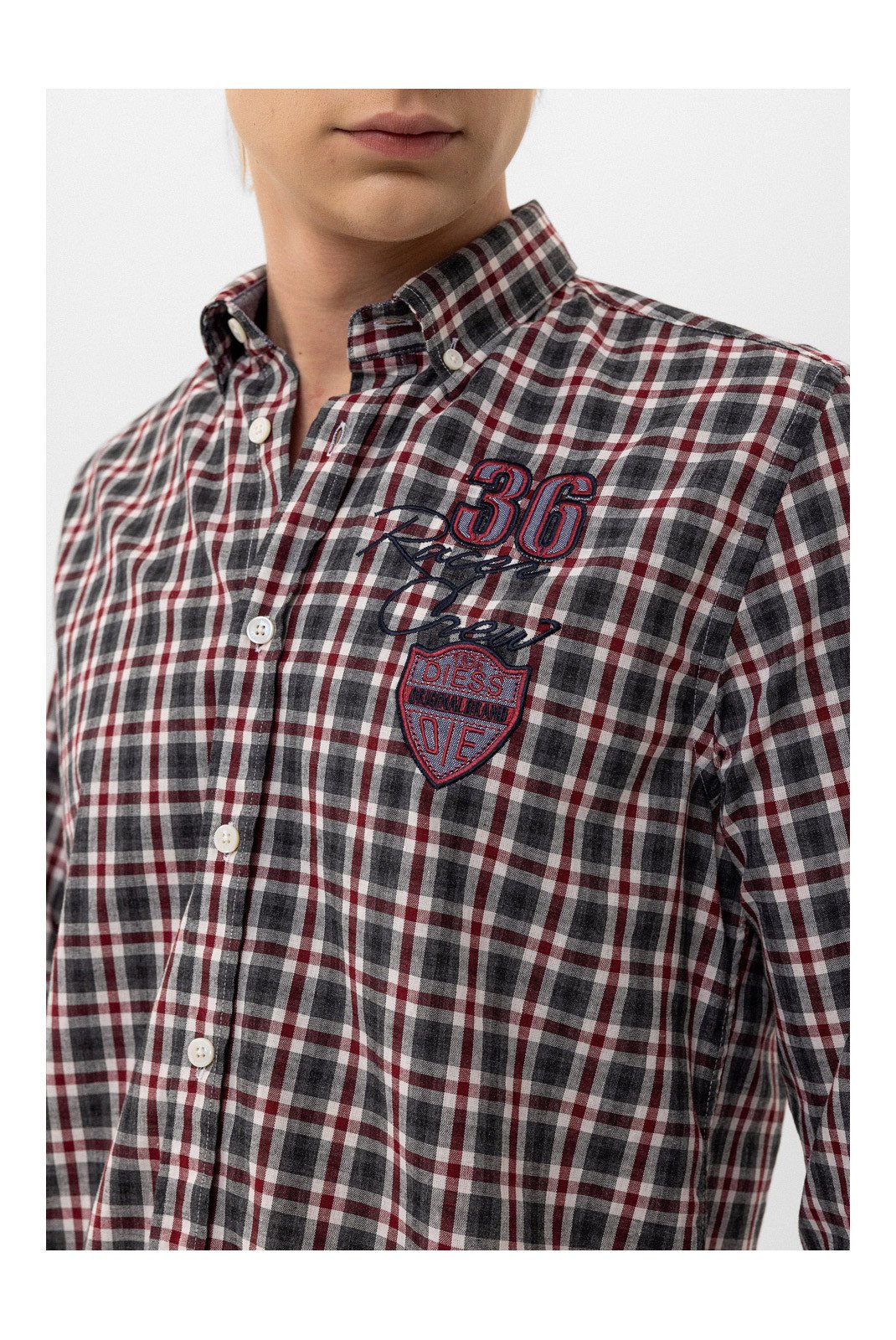 Chemises manches longues  BY DIESS COLLECTION BYDMSHR20244_Grey-Bordeaux Grey/Bordeaux