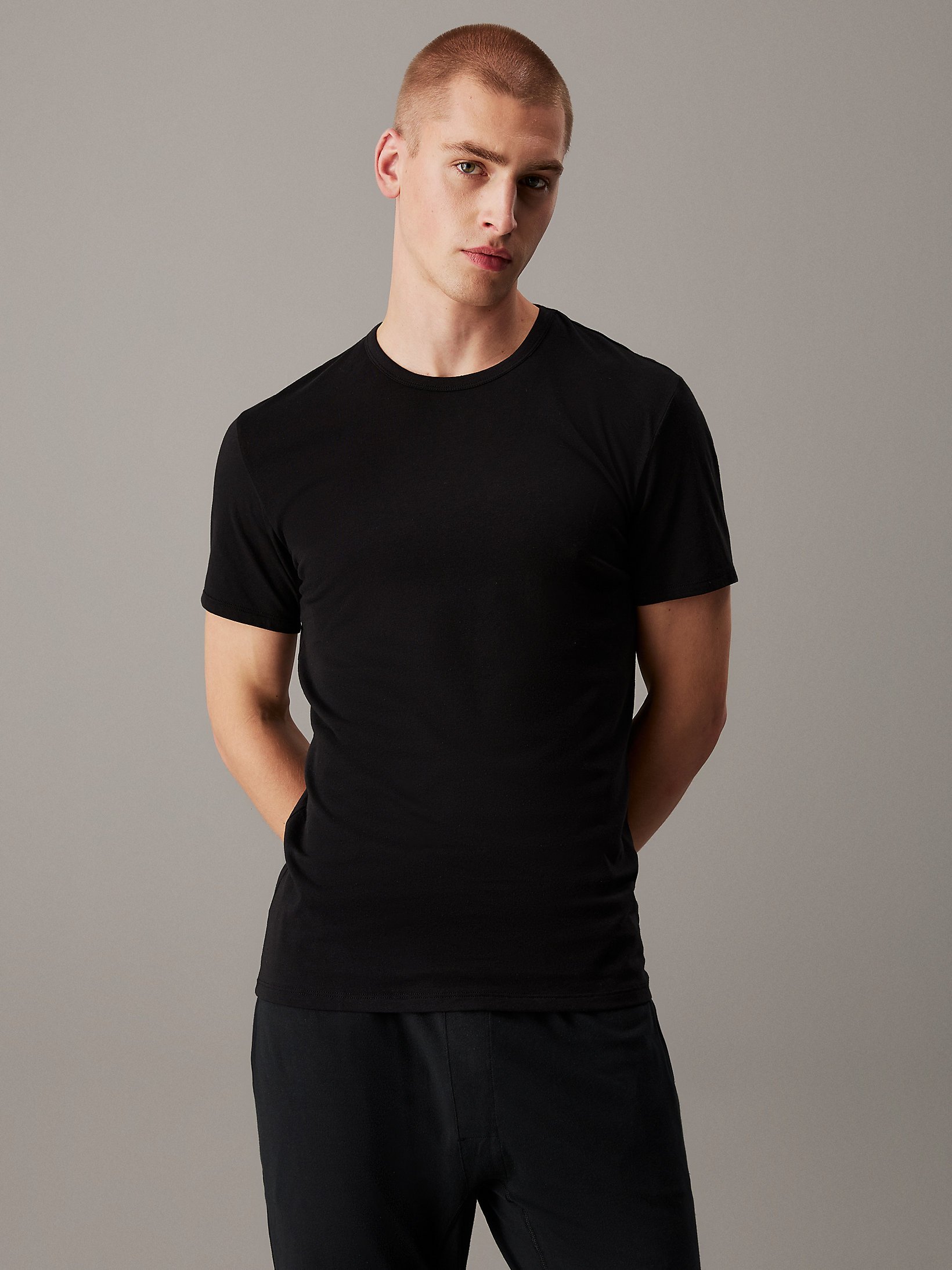 T-S manches courtes  Calvin klein LV00NB4185 MP1 BLACK/GREY HEATHER/WHITE