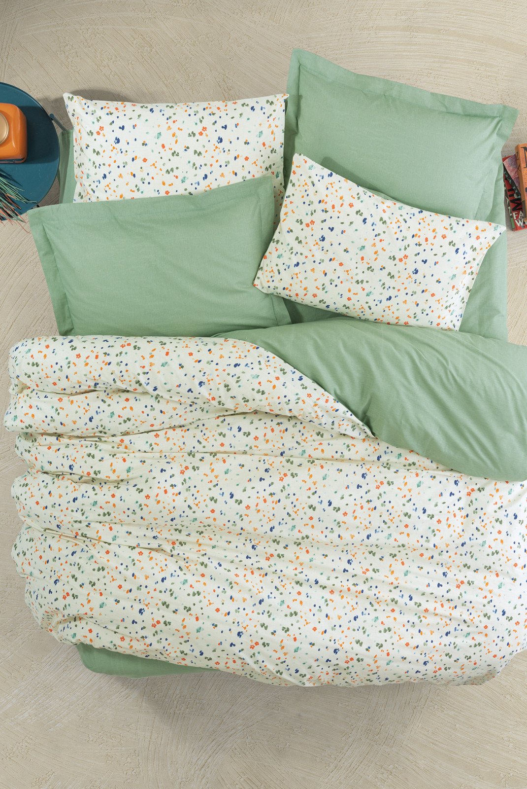 Linge de lit  Cotton box 129CTN64279 Green/White/Orange/Dark Blue