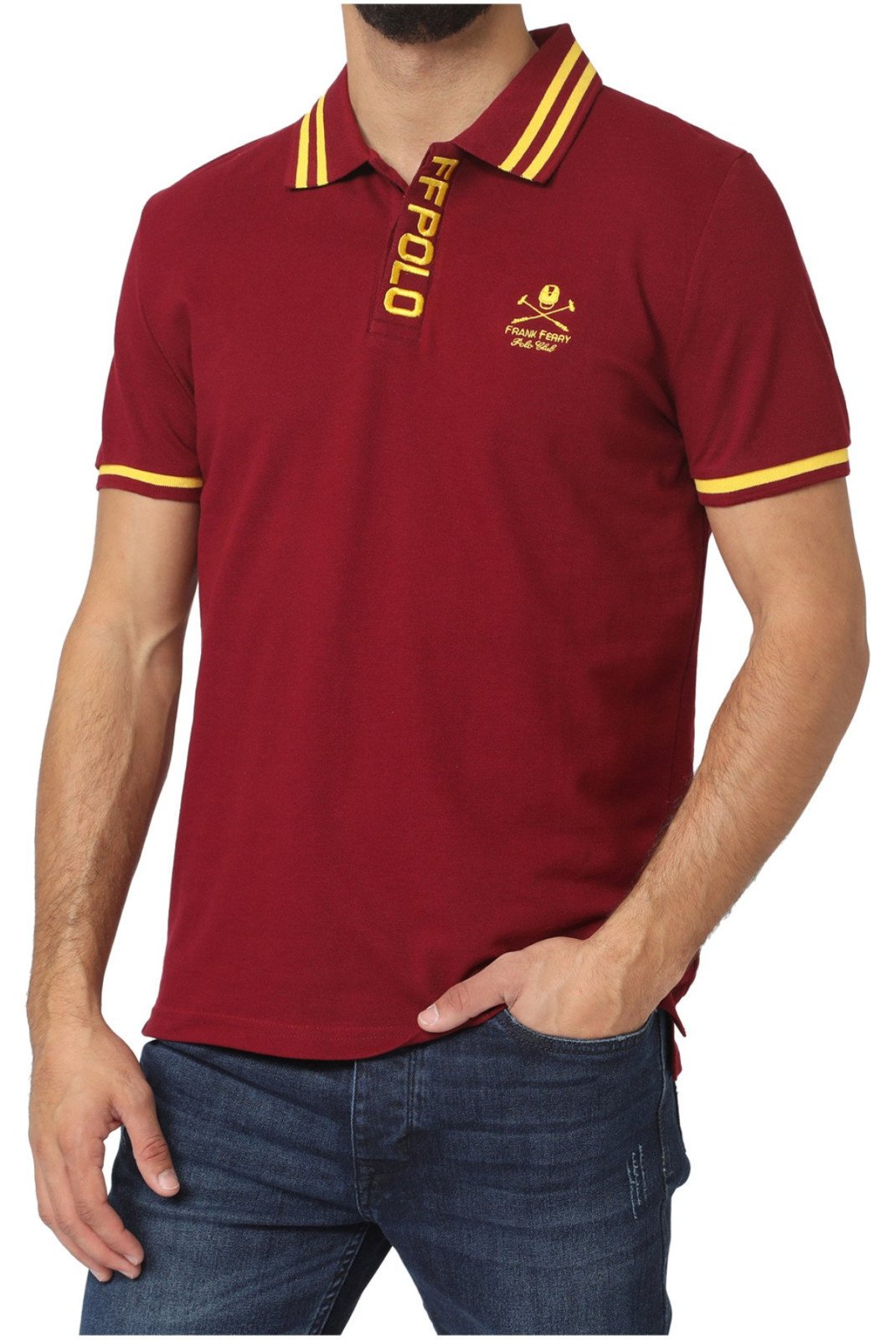 Polos manches courtes  Frank ferry FFS2102-BORDEAUX-YELLOW Bordeaux