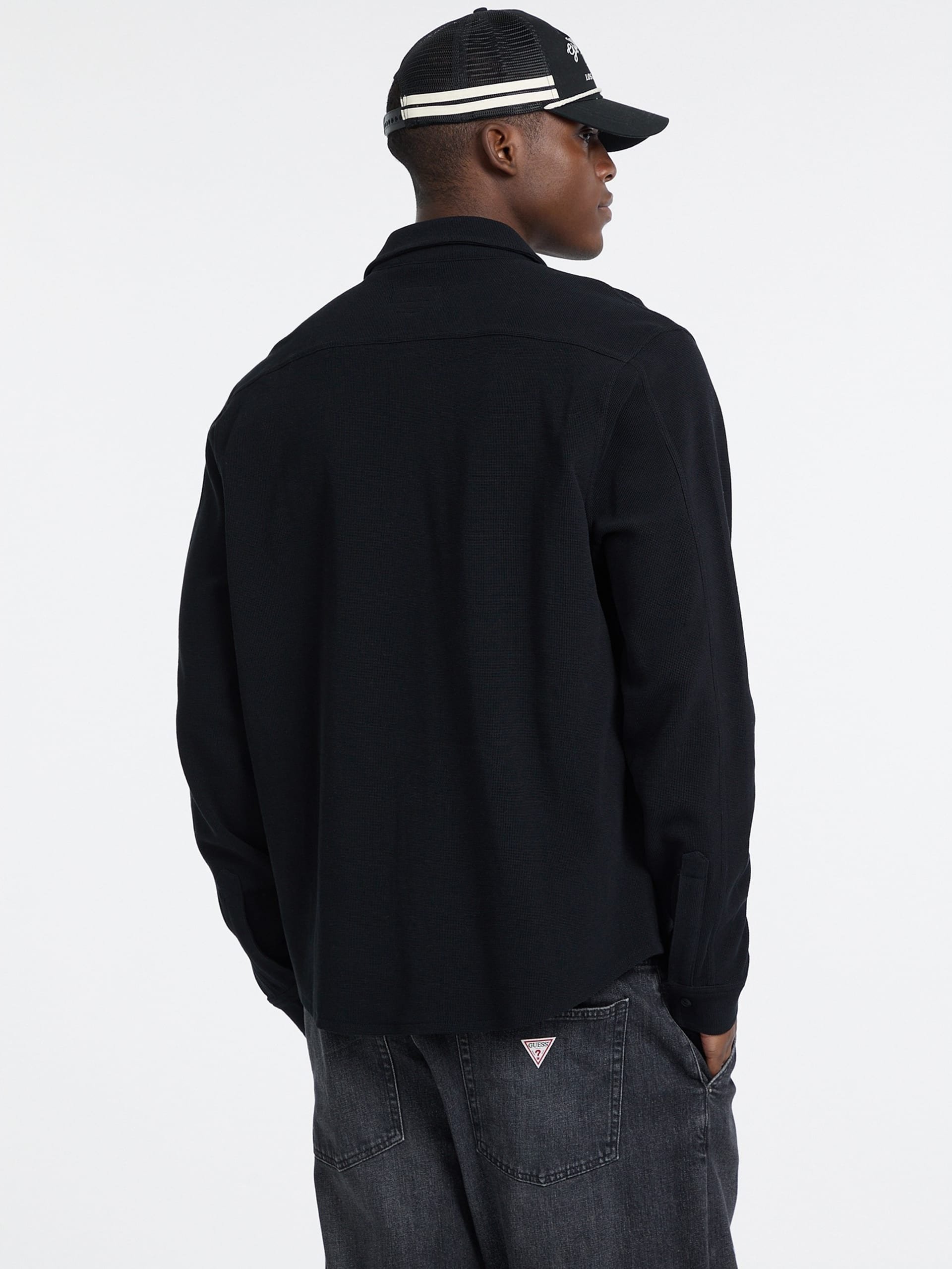 Chemises manches longues  Guess jeans M5BP42 K1141 JBLK Jet Black A996