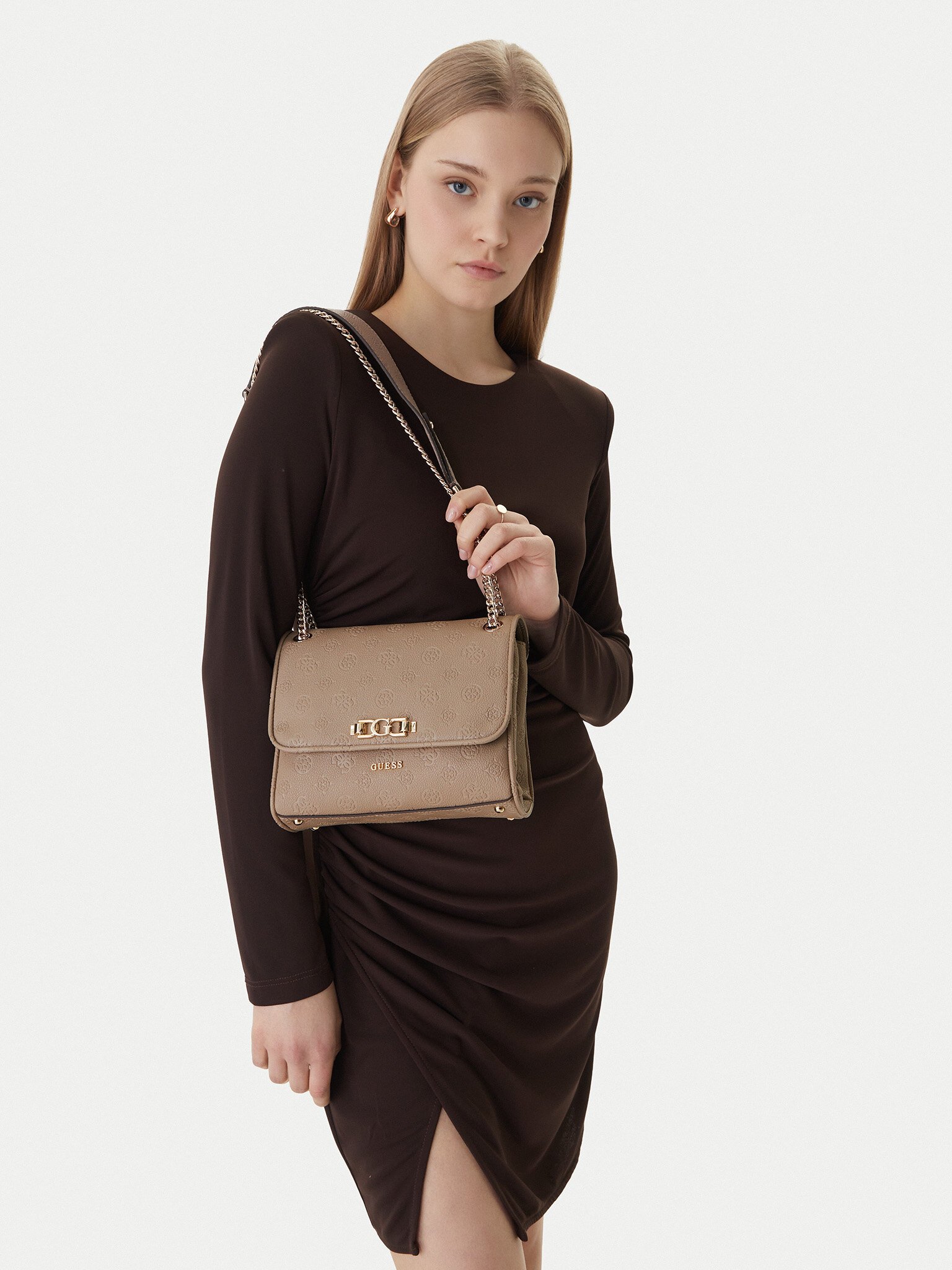 Sac porté épaule  Guess jeans HWPD99 16210 DARK TAUPE LOGO