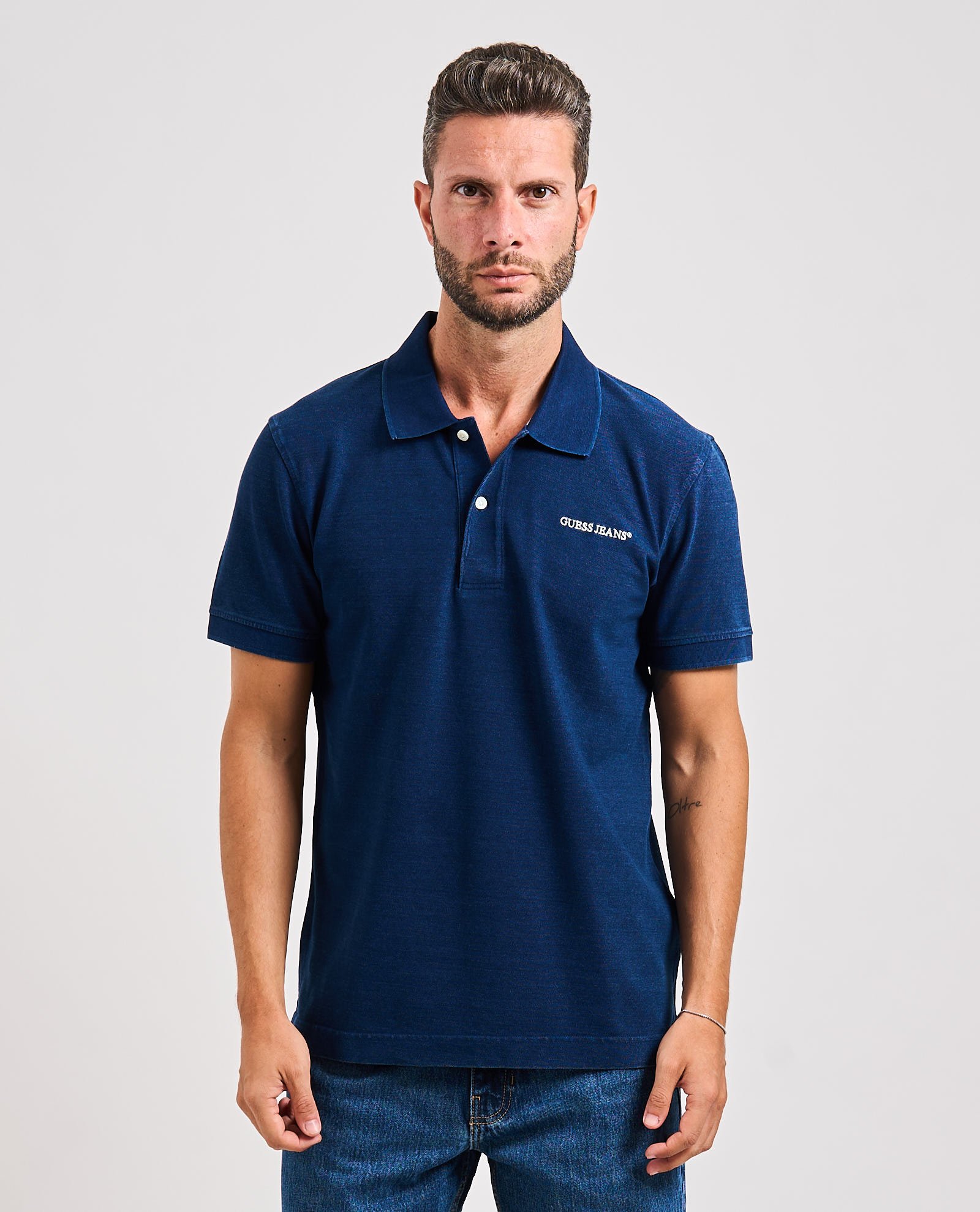 Polos manches courtes  Guess jeans M5YP29 KCYL1 BL1N BLUE INDIGO WASH