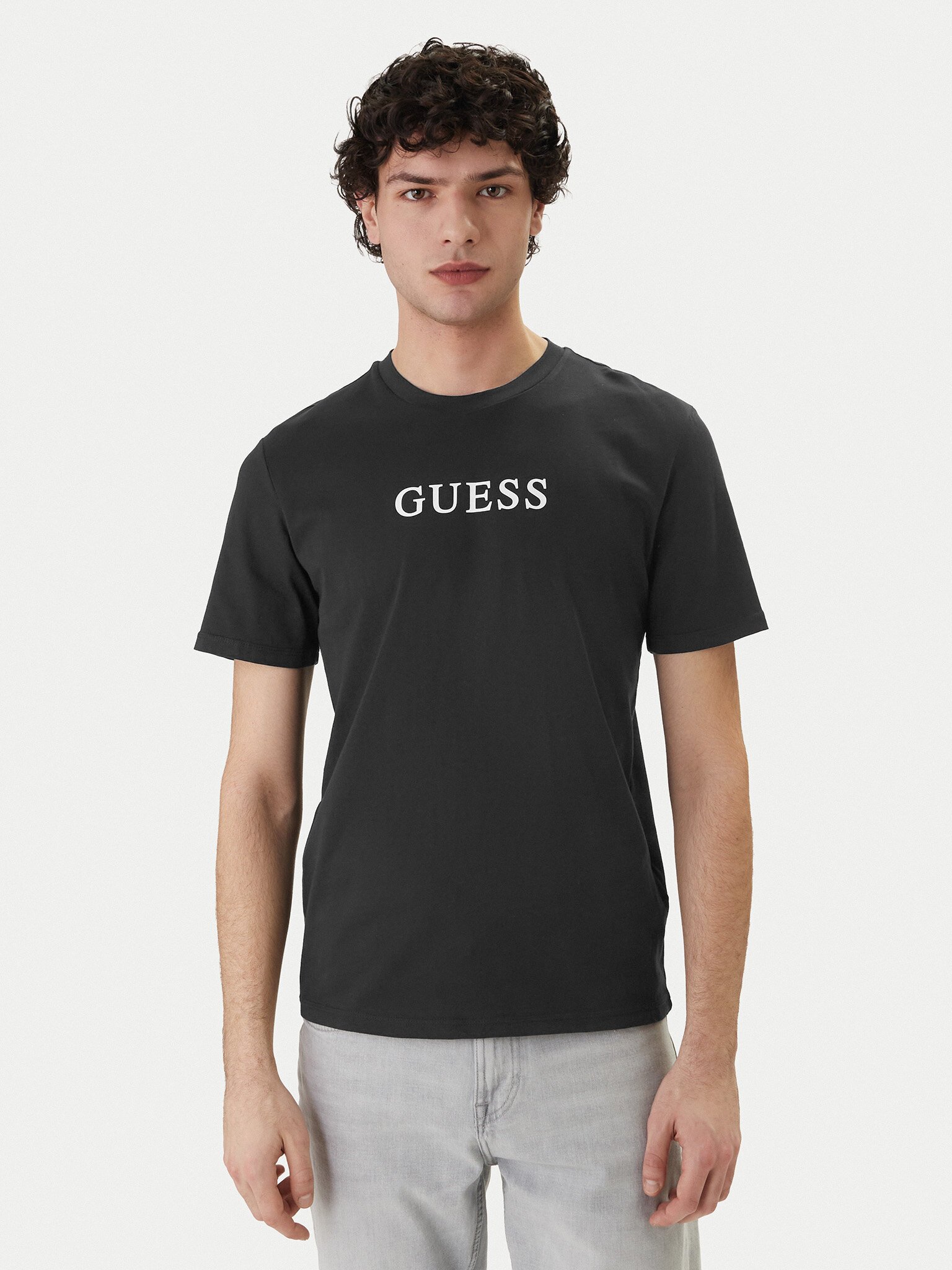 T-S manches courtes  Guess jeans U6GG04 KCAM1 FJ3M GREY WHITE BLACK COM