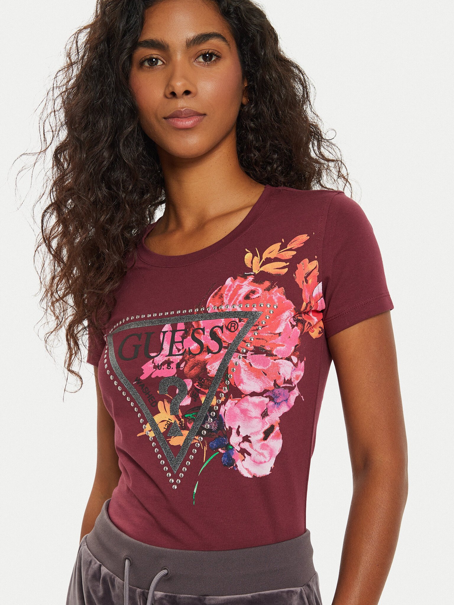 Tee shirt  Guess jeans W4BI23 J1314 G5Q3 BURGUNDY ROSE