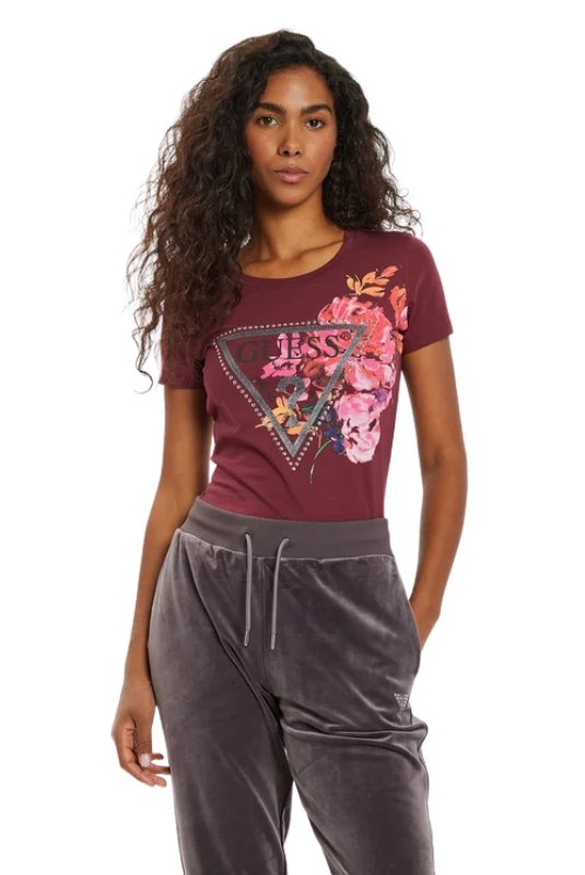 Tee shirt  Guess jeans W4BI23 J1314 G5Q3 BURGUNDY ROSE