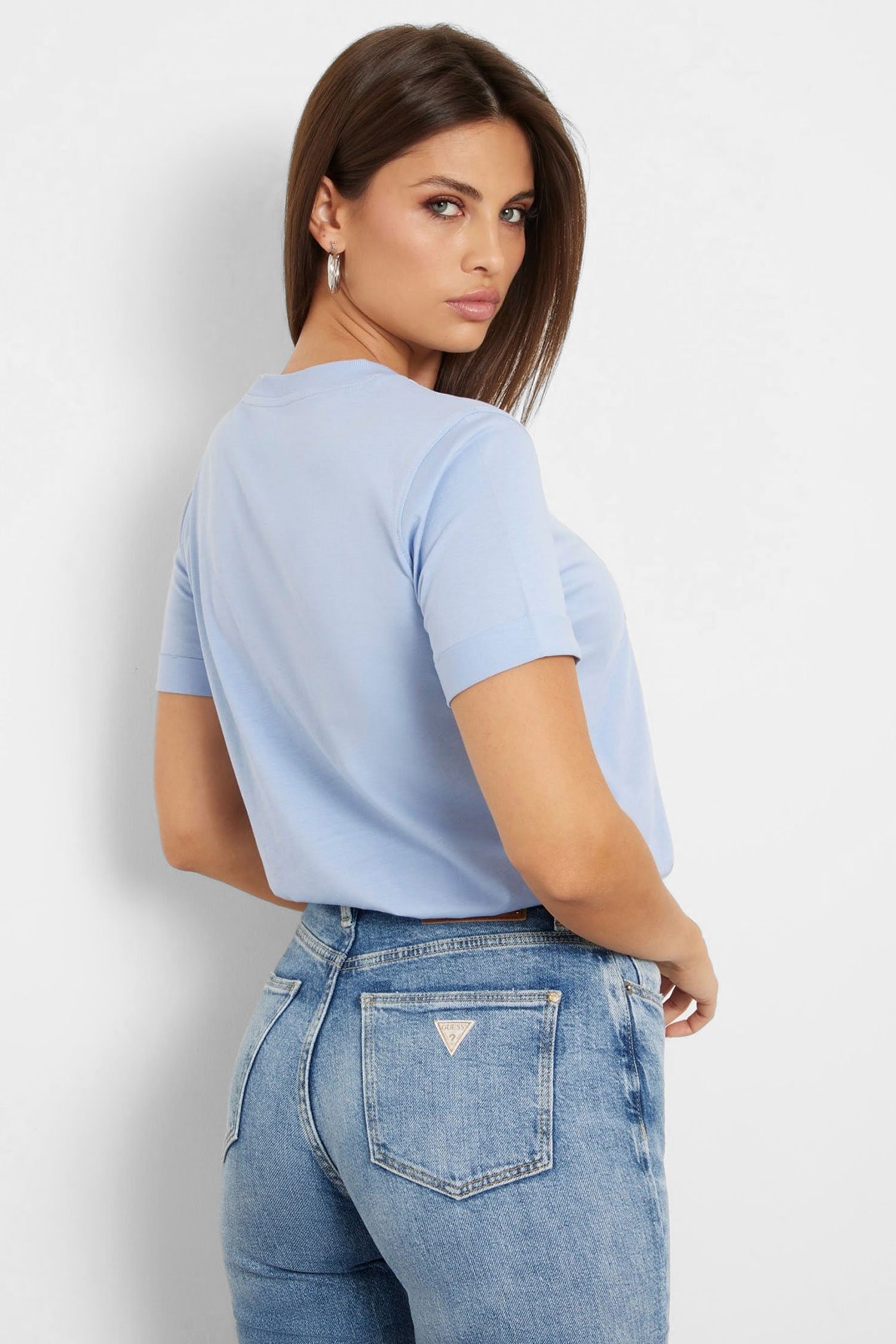 Tee shirt  Guess jeans W4YI09 JA914 G76S LIGHT BLUE LUXE