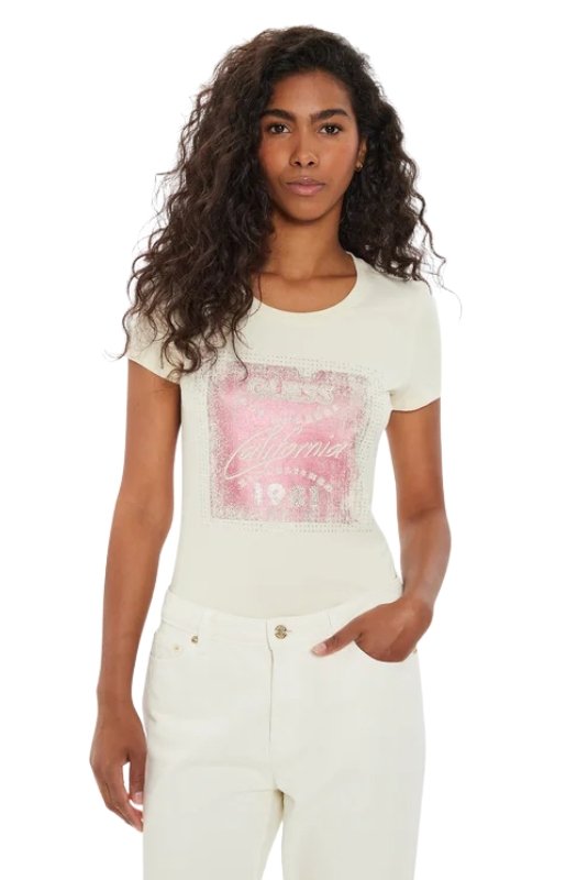 Tee shirt  Guess jeans W4YI24 J1314 G1E0 CREME BRULEE