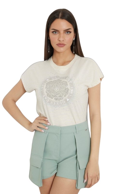 Tee shirt  Guess jeans W4YI29 KCCG0 A11H TOASTED MARSHMALLOW