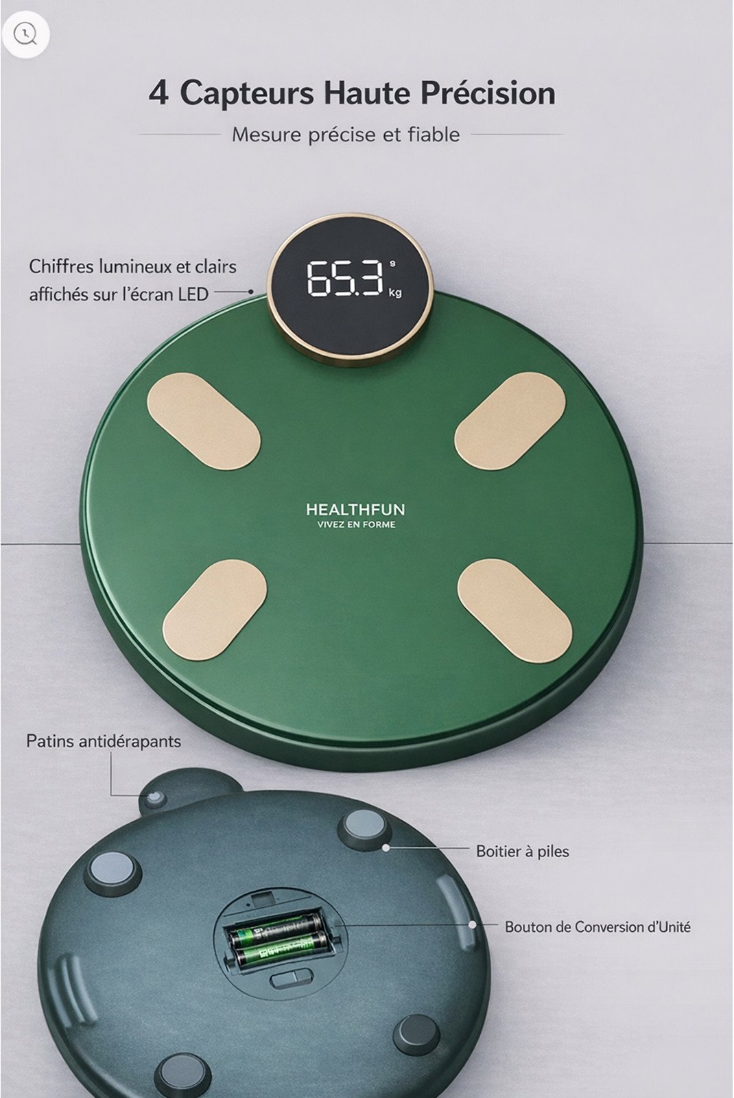 Balance connectée  HEALTHFUN X001B57W6B Vert